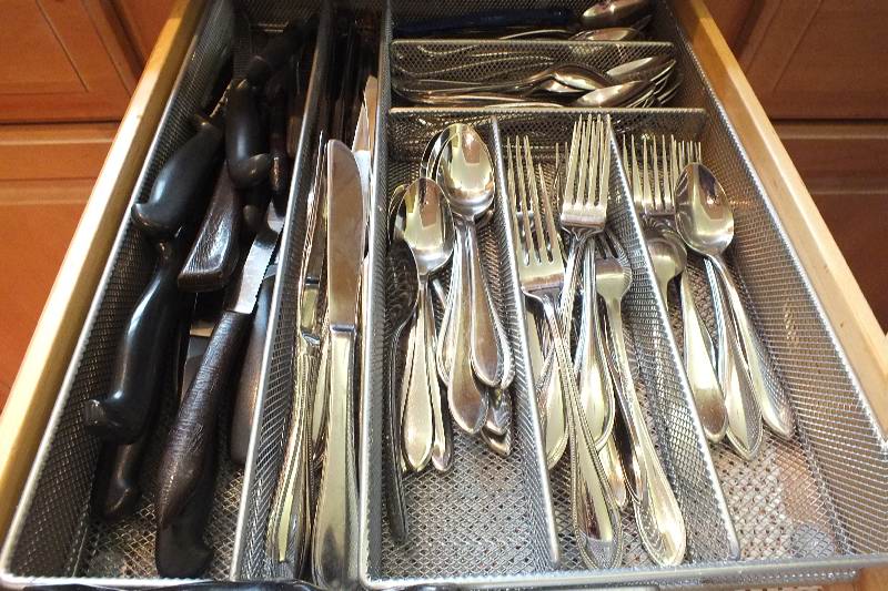 Grouping of Cooking Utensils, Kitchen Gadgets, and Stainless Flatware