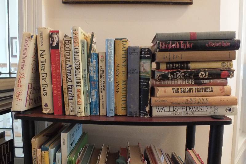 Small bookshelf and books.