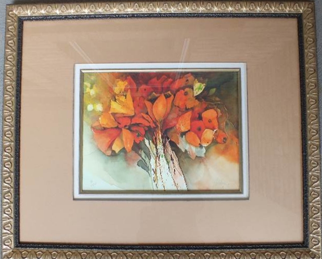 Signed and numbered  Floral print.