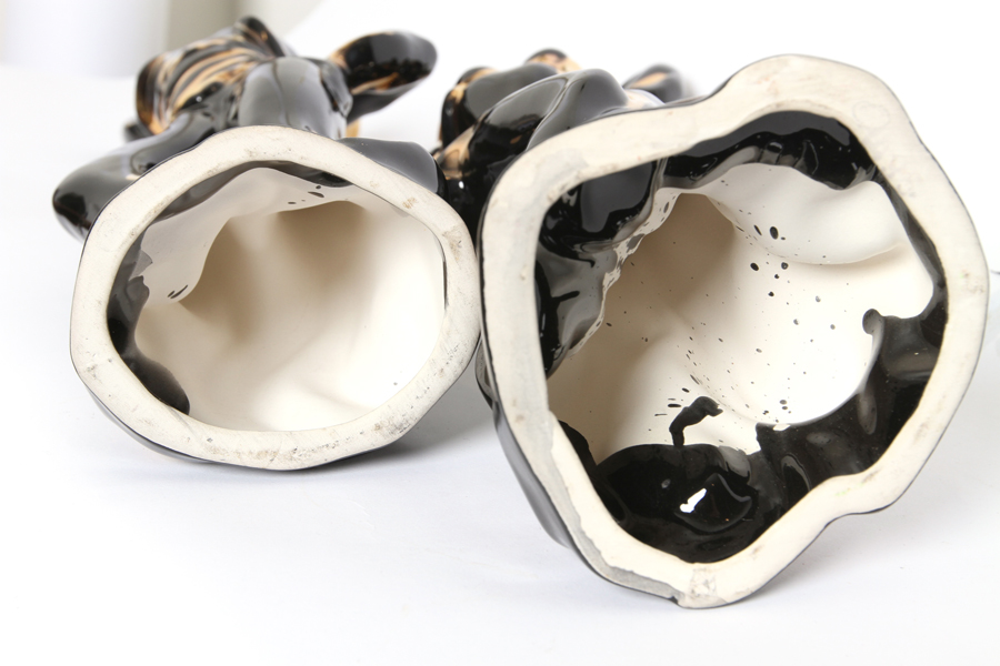 Modern Ceramic Statues in Gold and Black