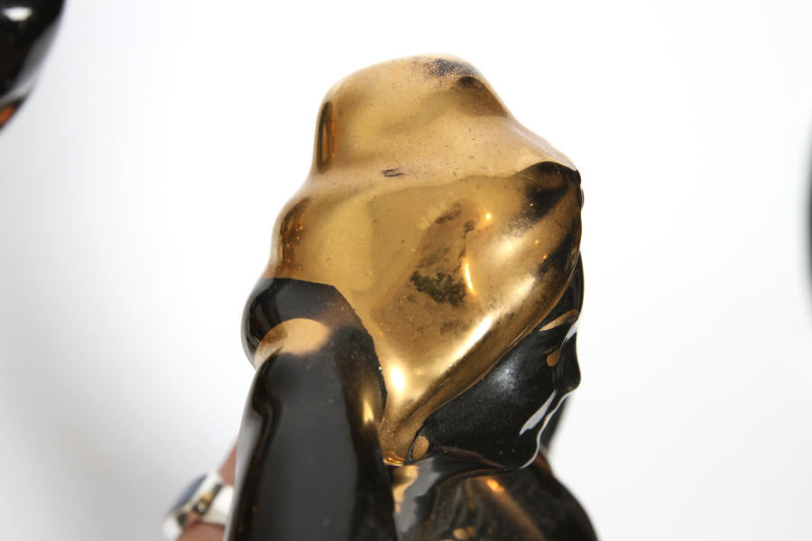 Modern Ceramic Statues in Gold and Black