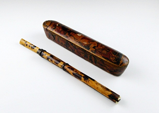 Faux Tortoise Knife and Oblong Sliding Box