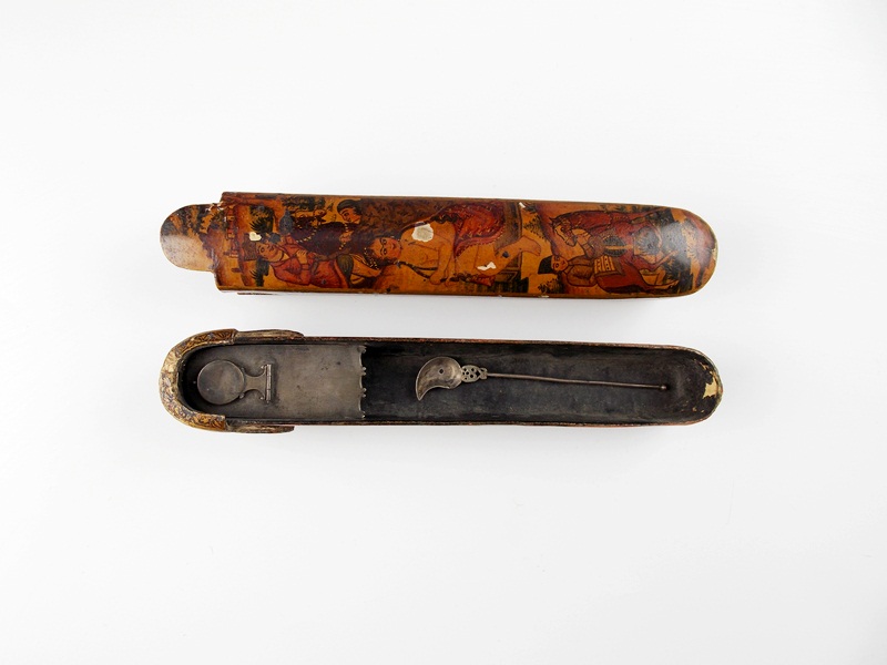 Faux Tortoise Knife and Oblong Sliding Box