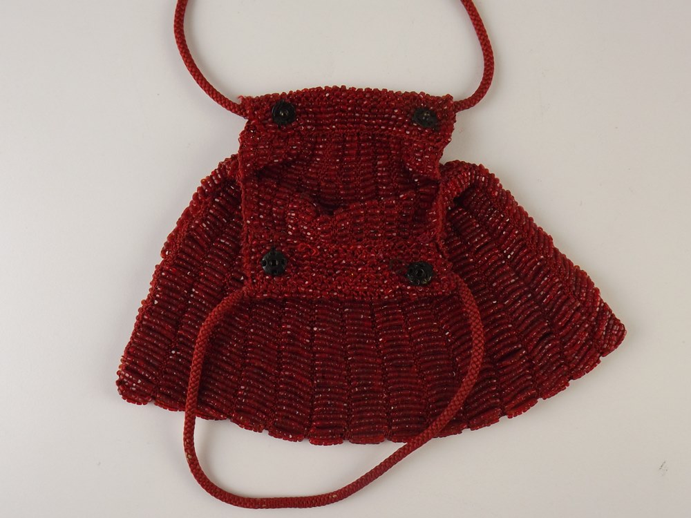1920's Red Beaded Flapper Bag