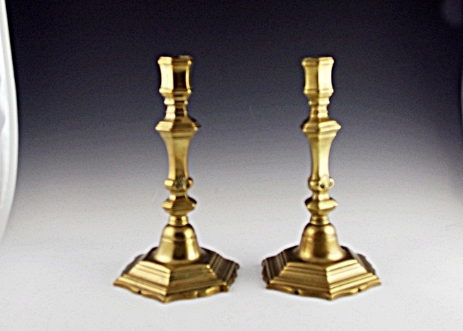 Antique French brass candlesticks