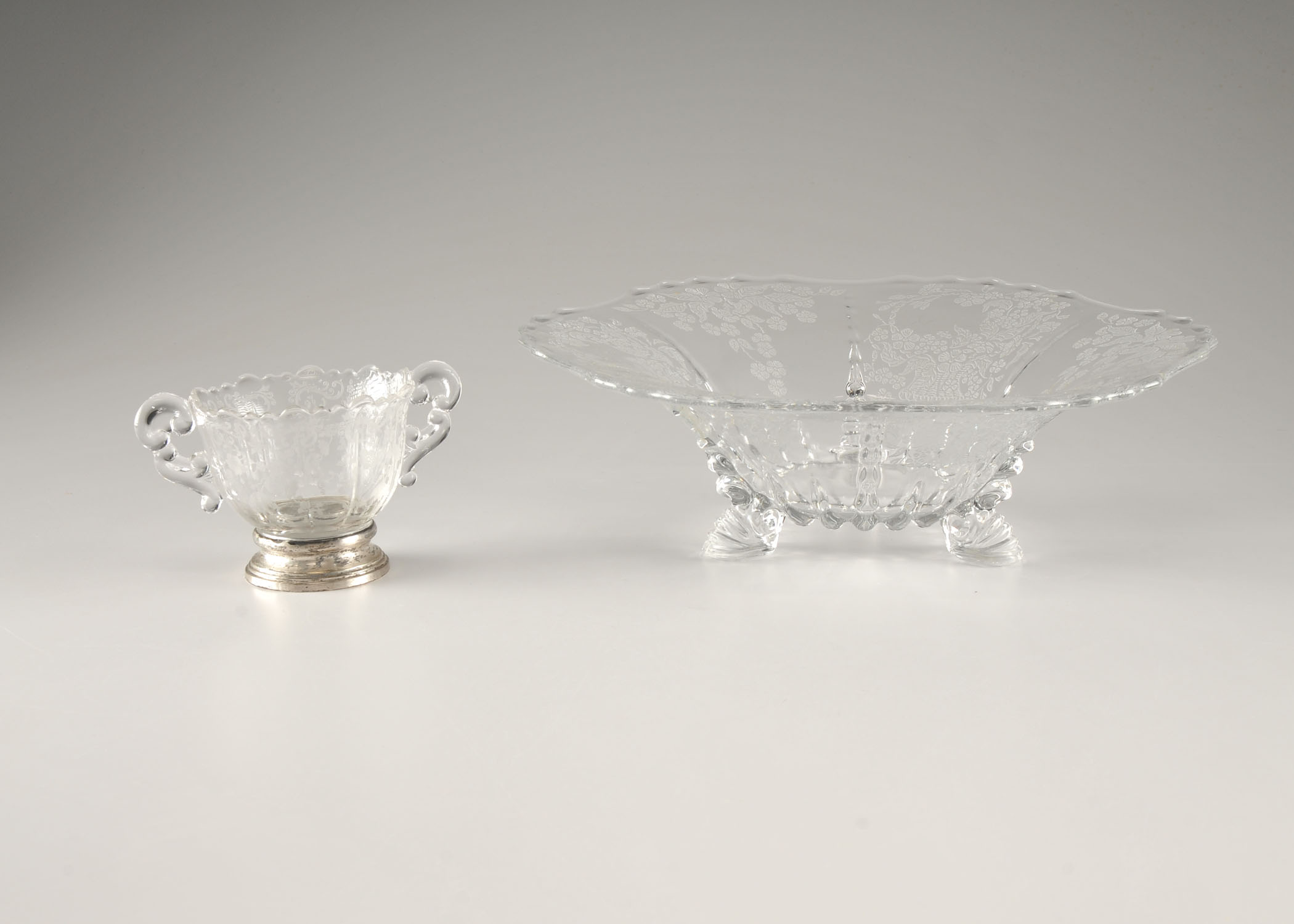 Two vintage Cambridge glass serving pieces