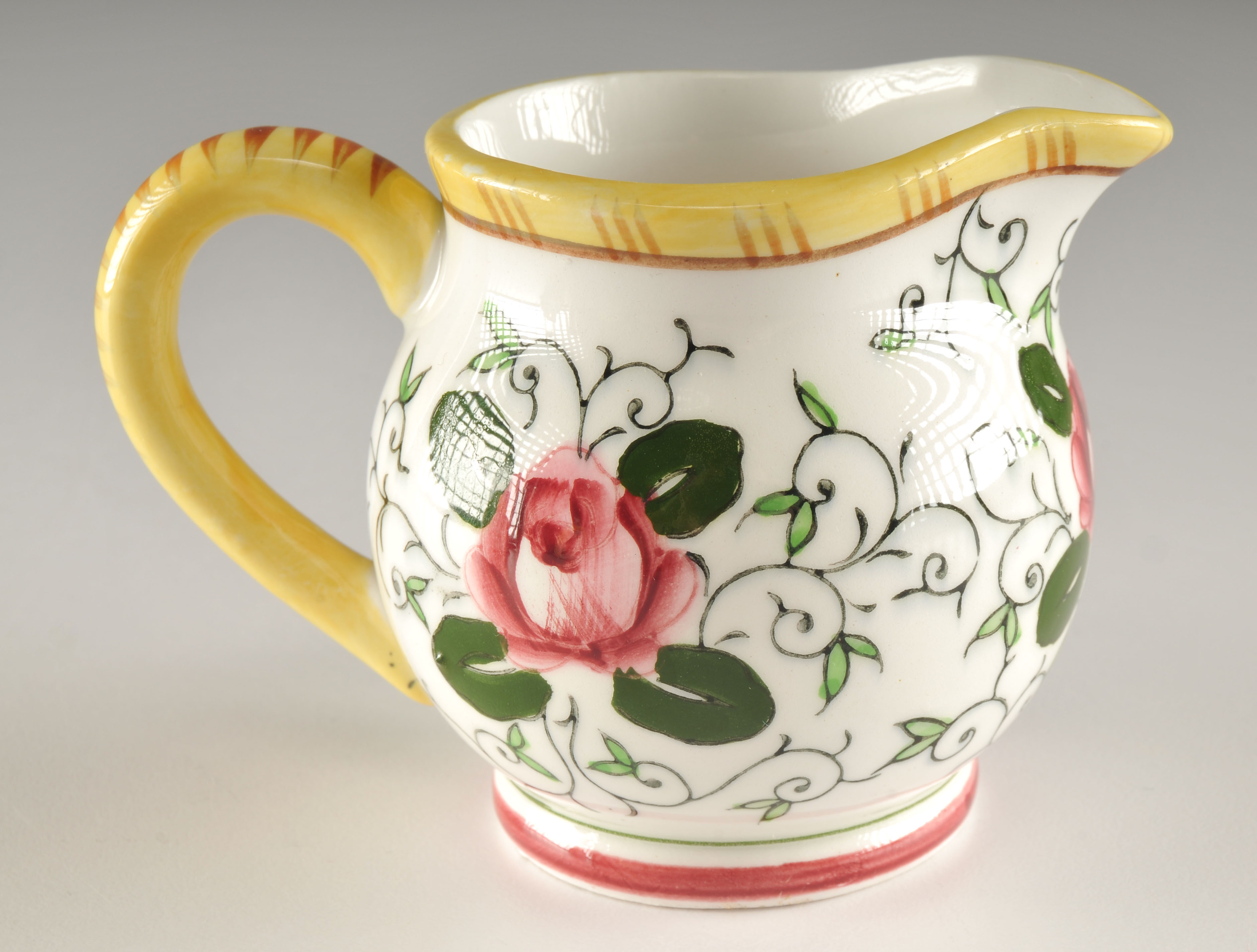 Vintage three piece set of hand decorated ceramics with Rooster and floral design 