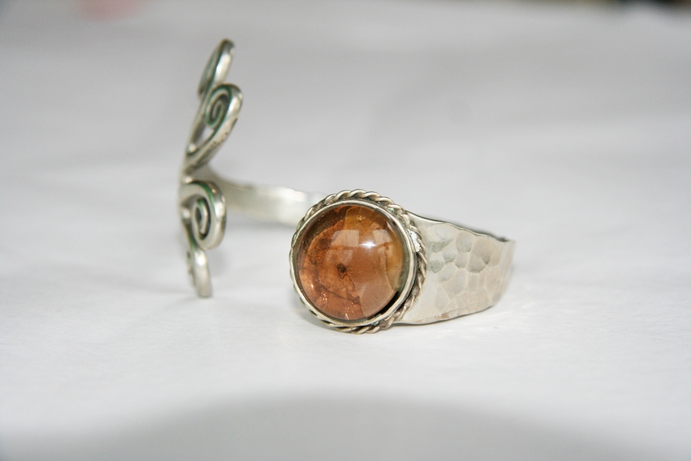 Silver Bracelet with Amber Stone