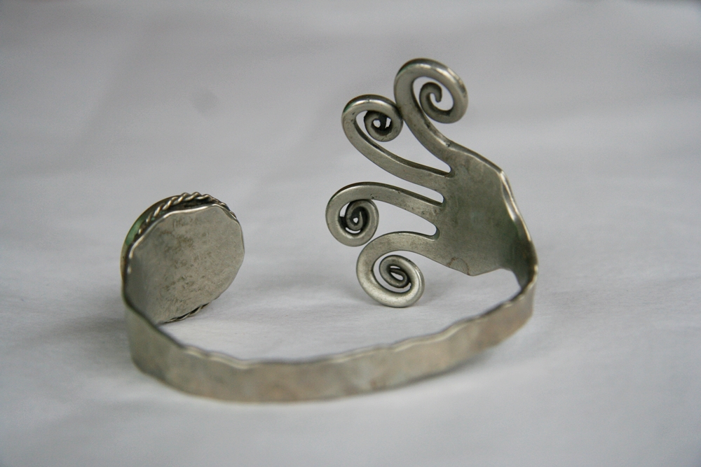 Silver Bracelet with Amber Stone