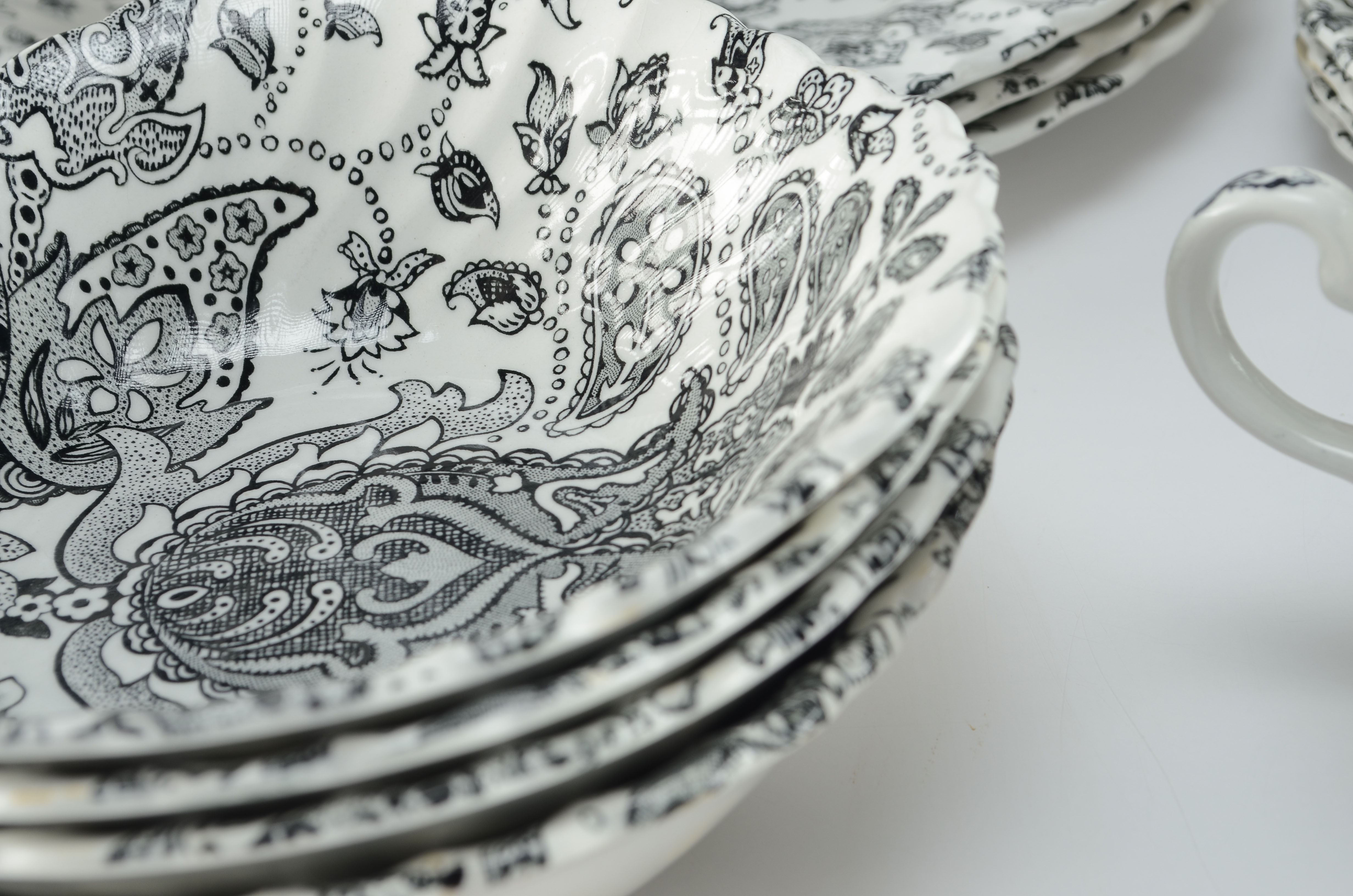 Modern Black and White Paisley dishes