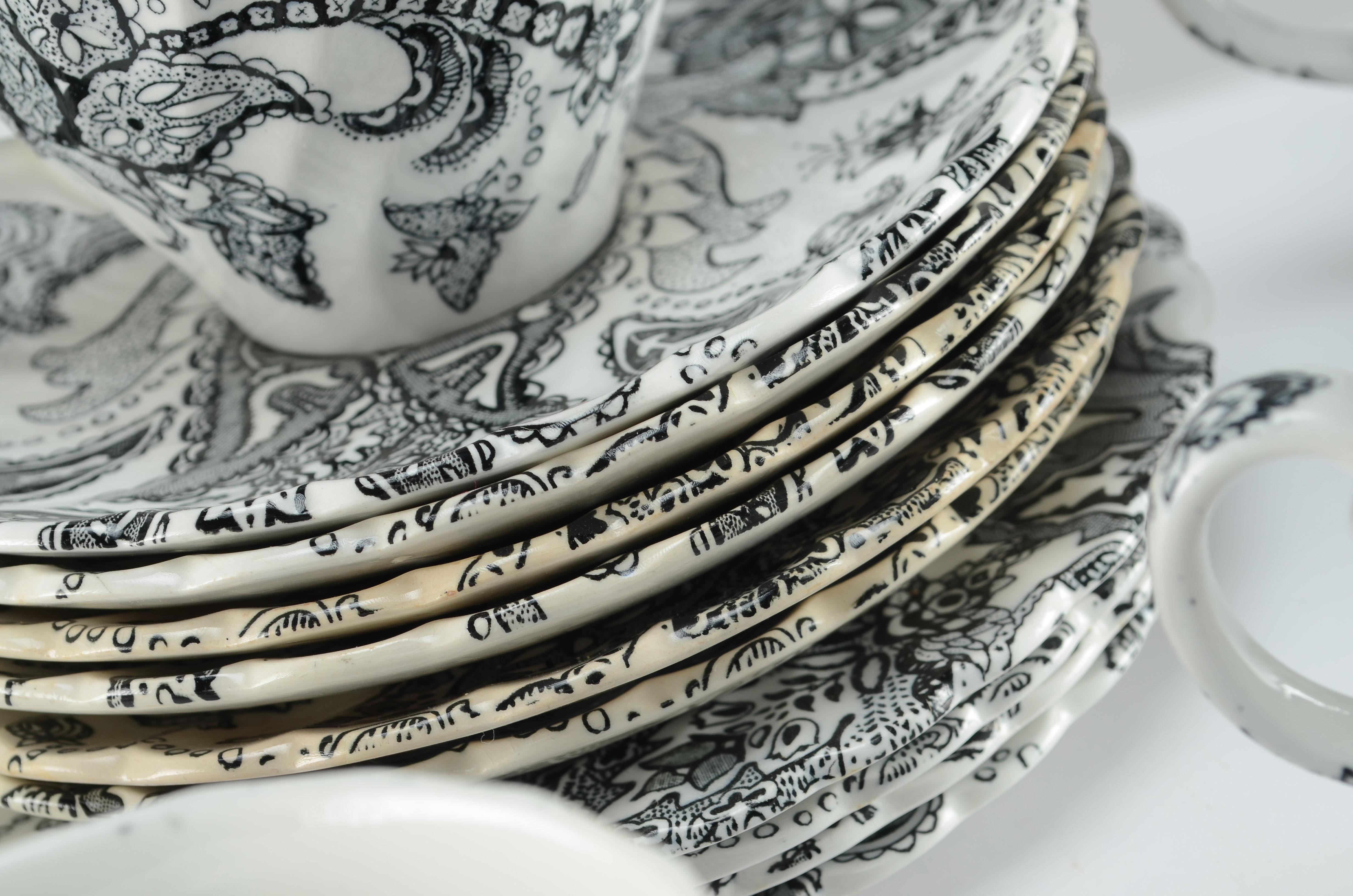 Modern Black and White Paisley dishes