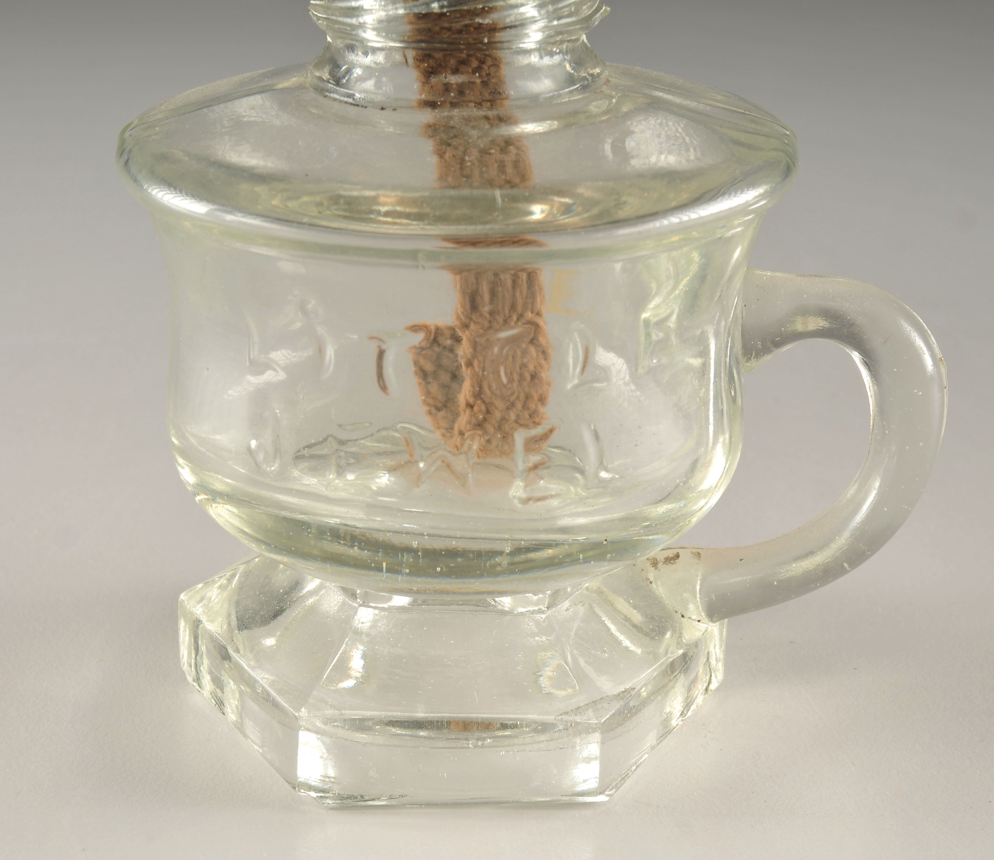 5 glass miniature oil lamps circa late 1800's