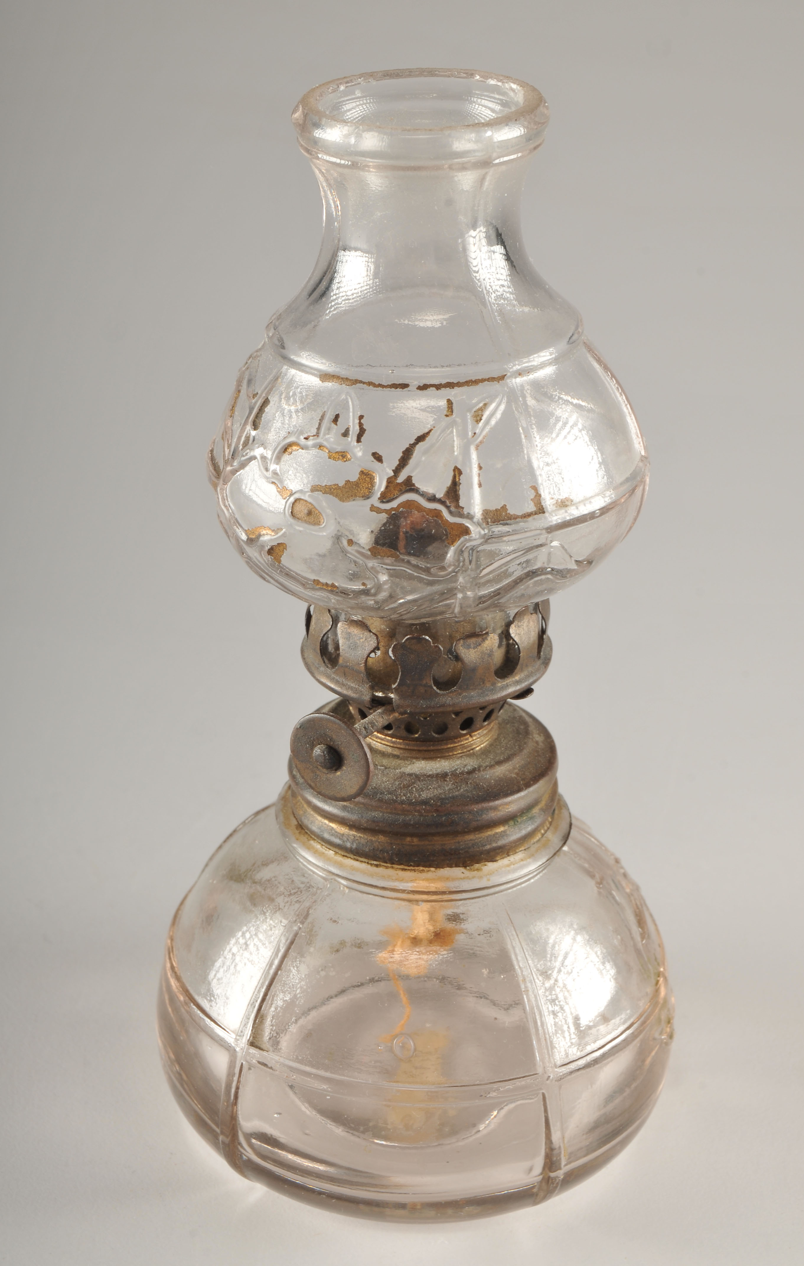 5 glass miniature oil lamps circa late 1800's