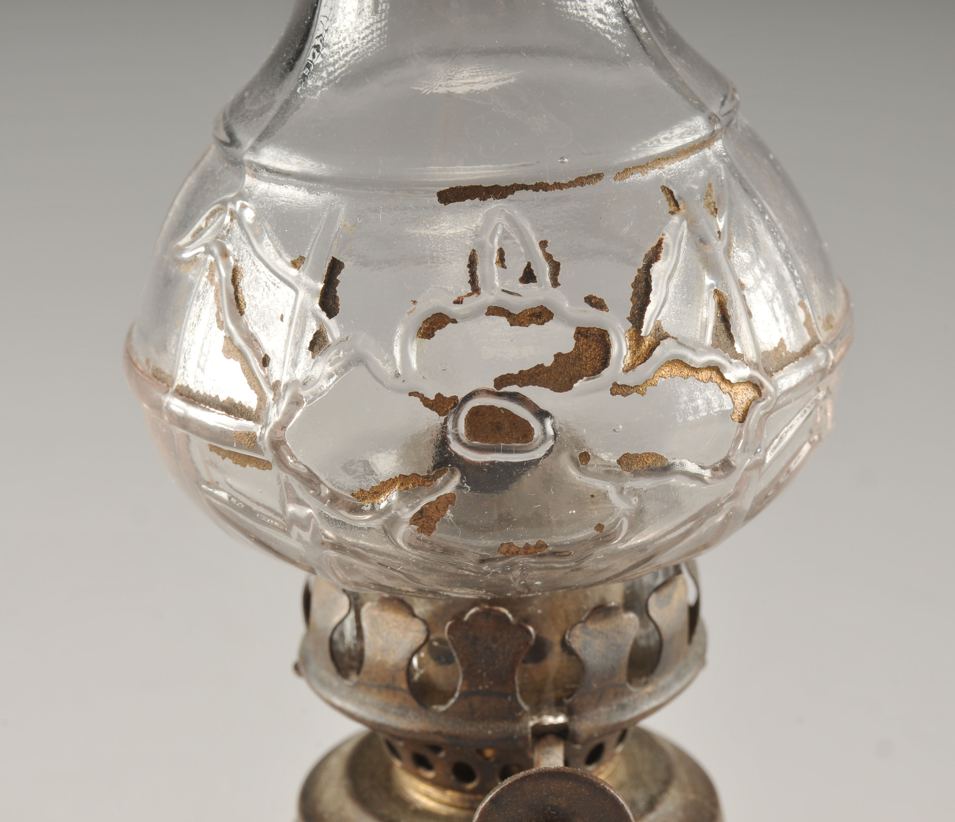 5 glass miniature oil lamps circa late 1800's