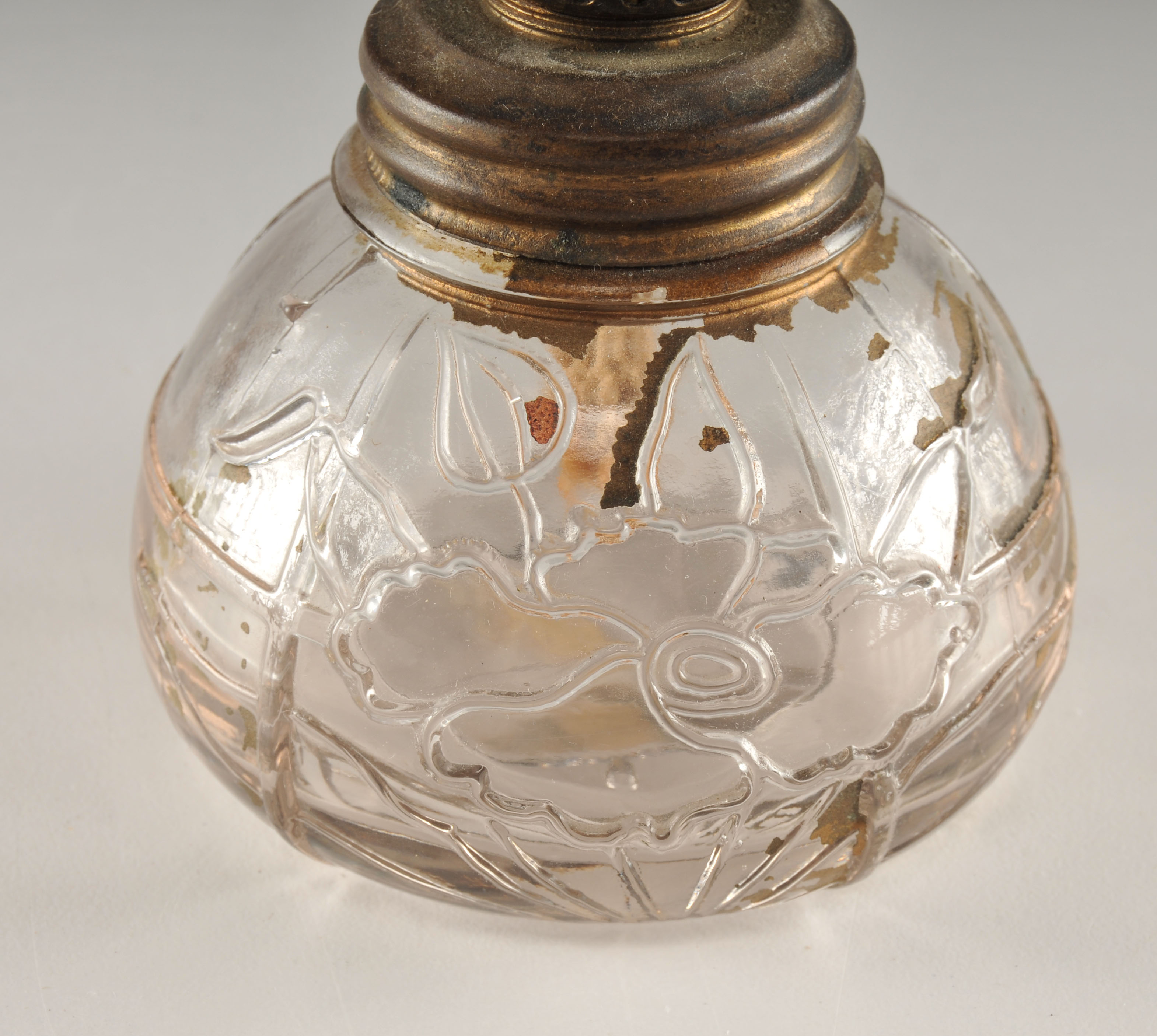 5 glass miniature oil lamps circa late 1800's