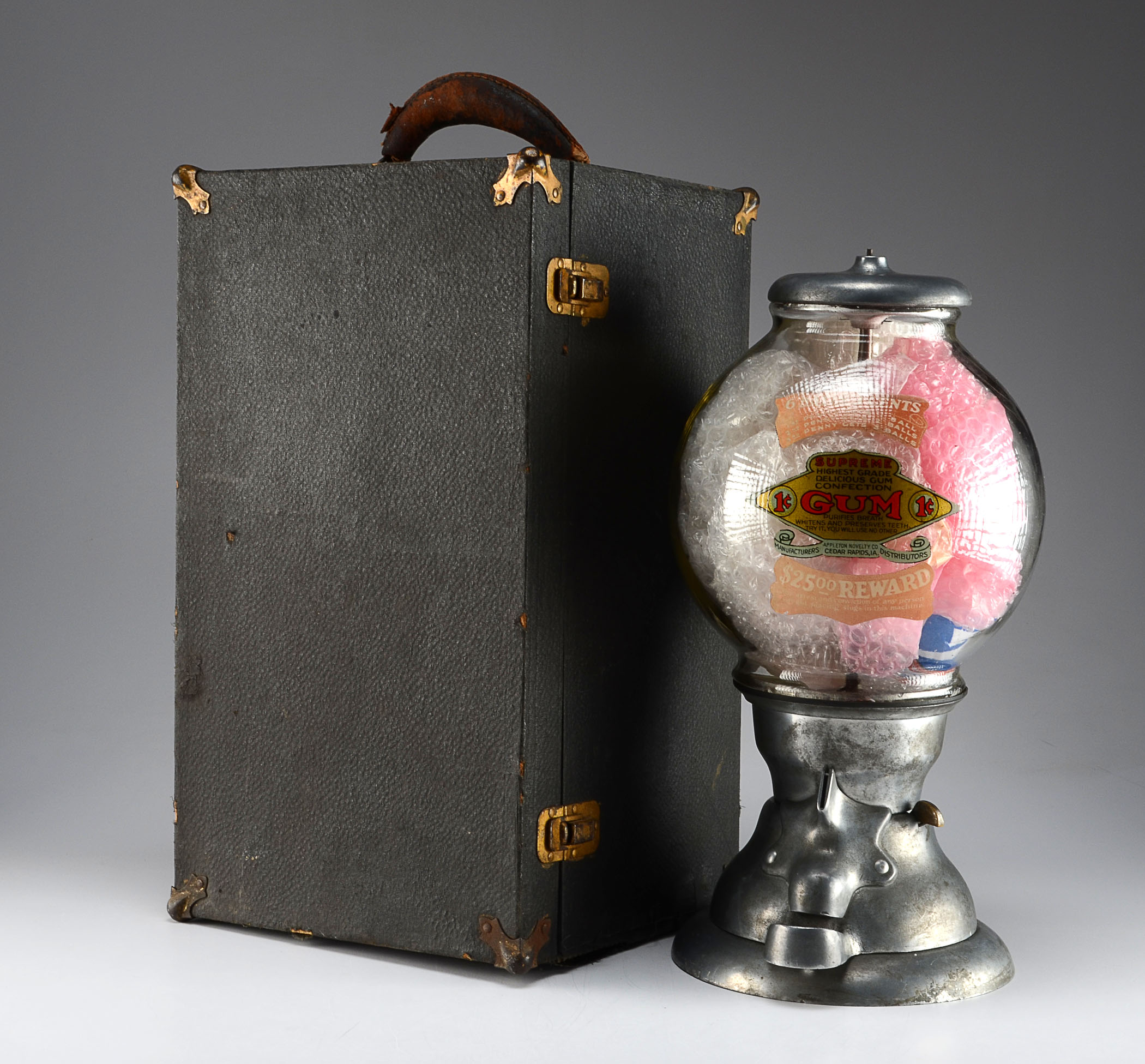 Antique Appleton Novelty Co. One Cent Gumball Machine