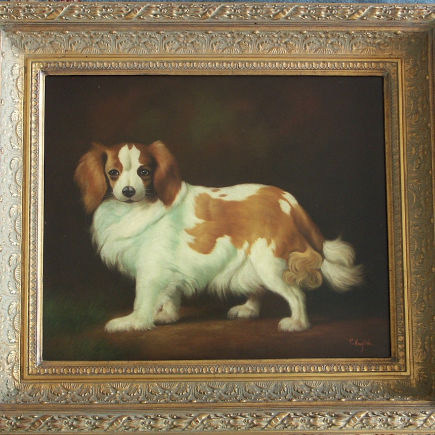 King Charles Spaniel Painting by P. English