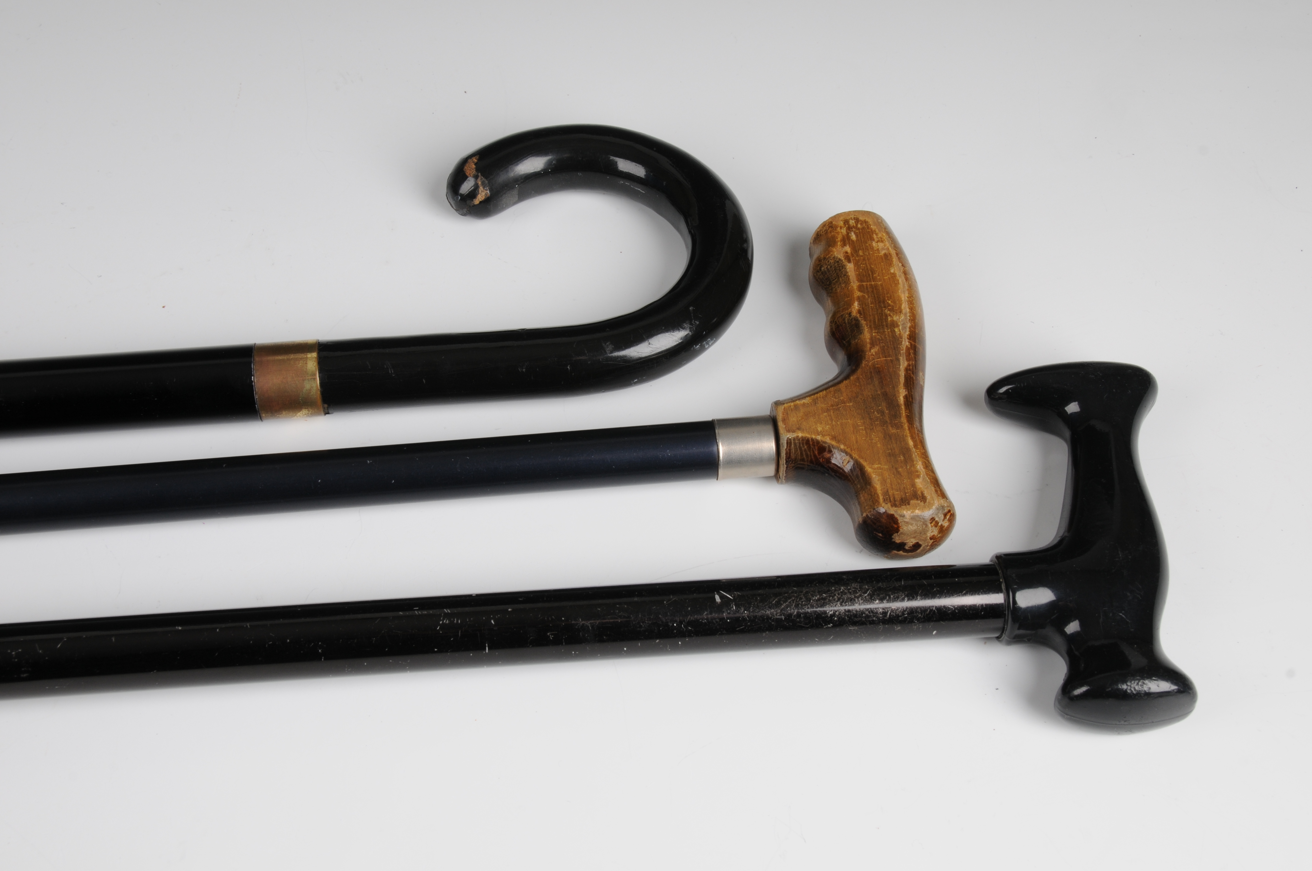 Group of (3) black canes