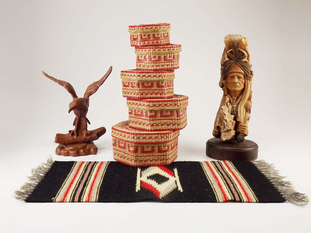 Native American Group with Sculptures, Signed