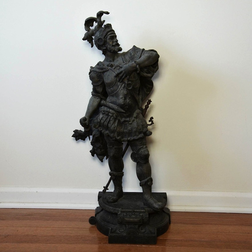 Spelter statue of Medieval Warrior. 