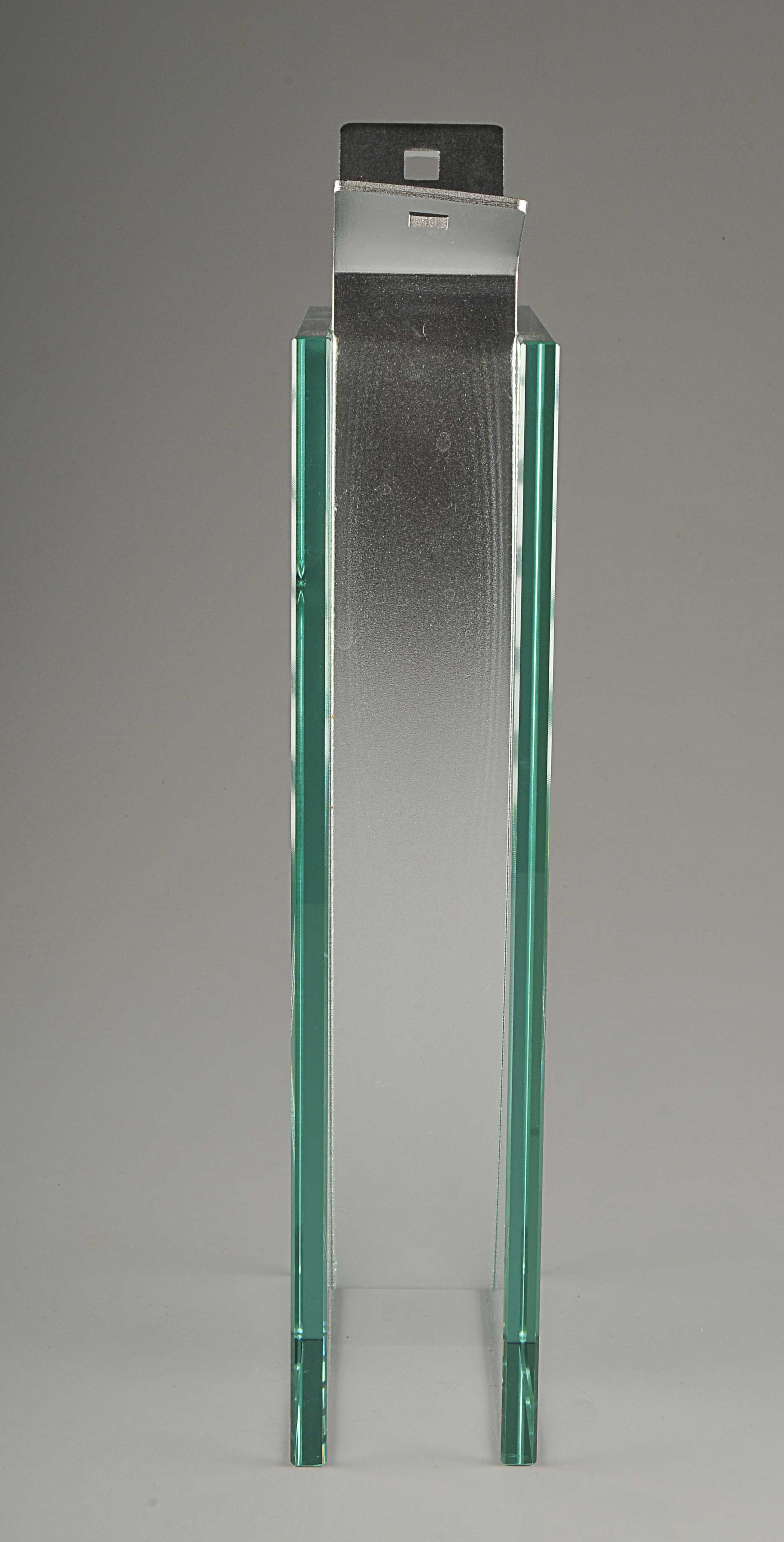 Italian Modern V-Shaped Glass and Metal Vase