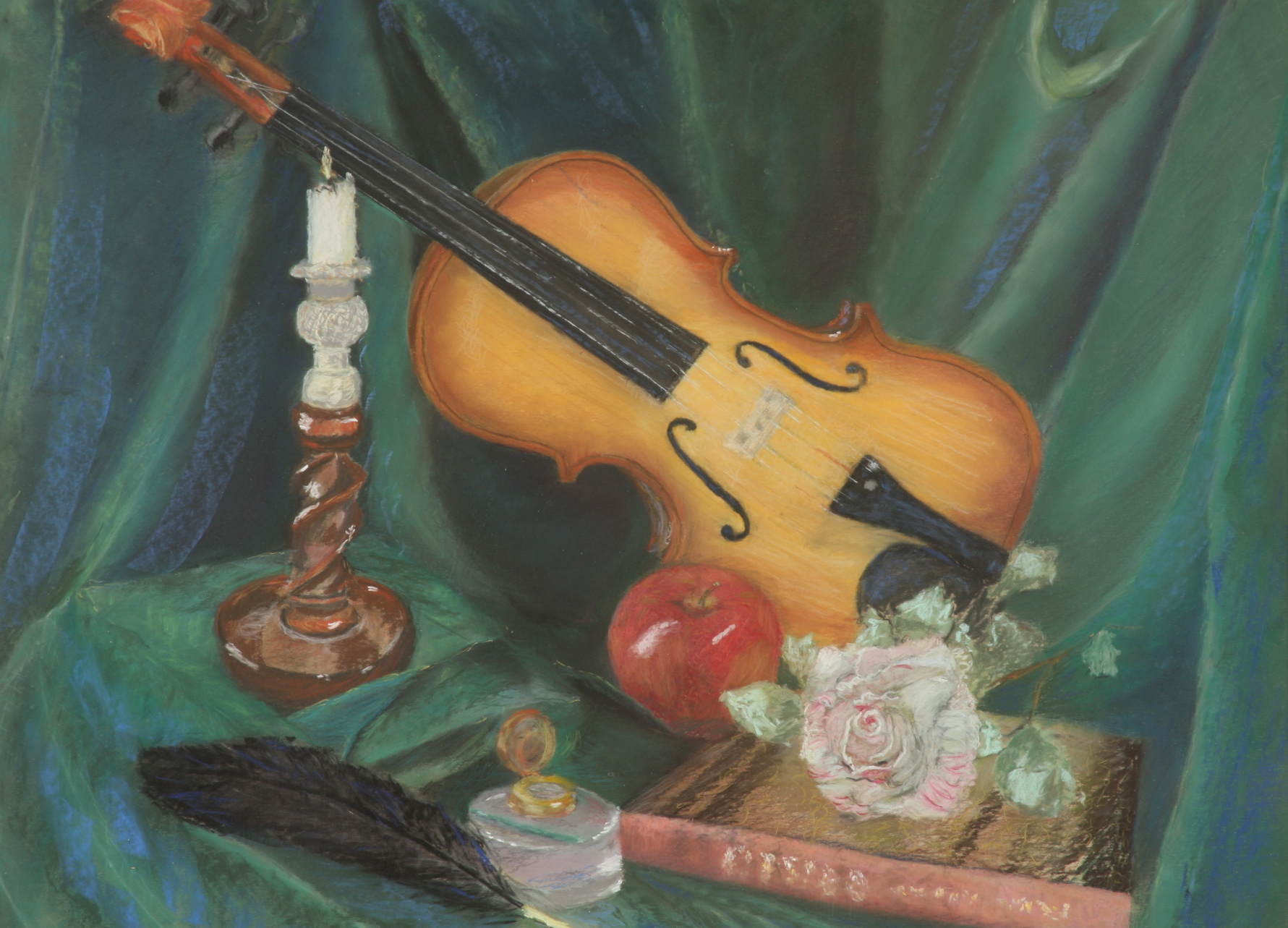 Original Pastel Of Violin By Patrick Hogan
