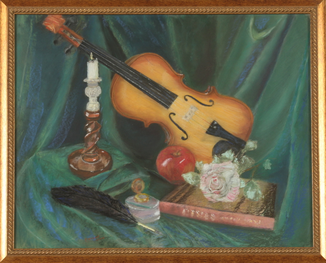 Original Pastel Of Violin By Patrick Hogan