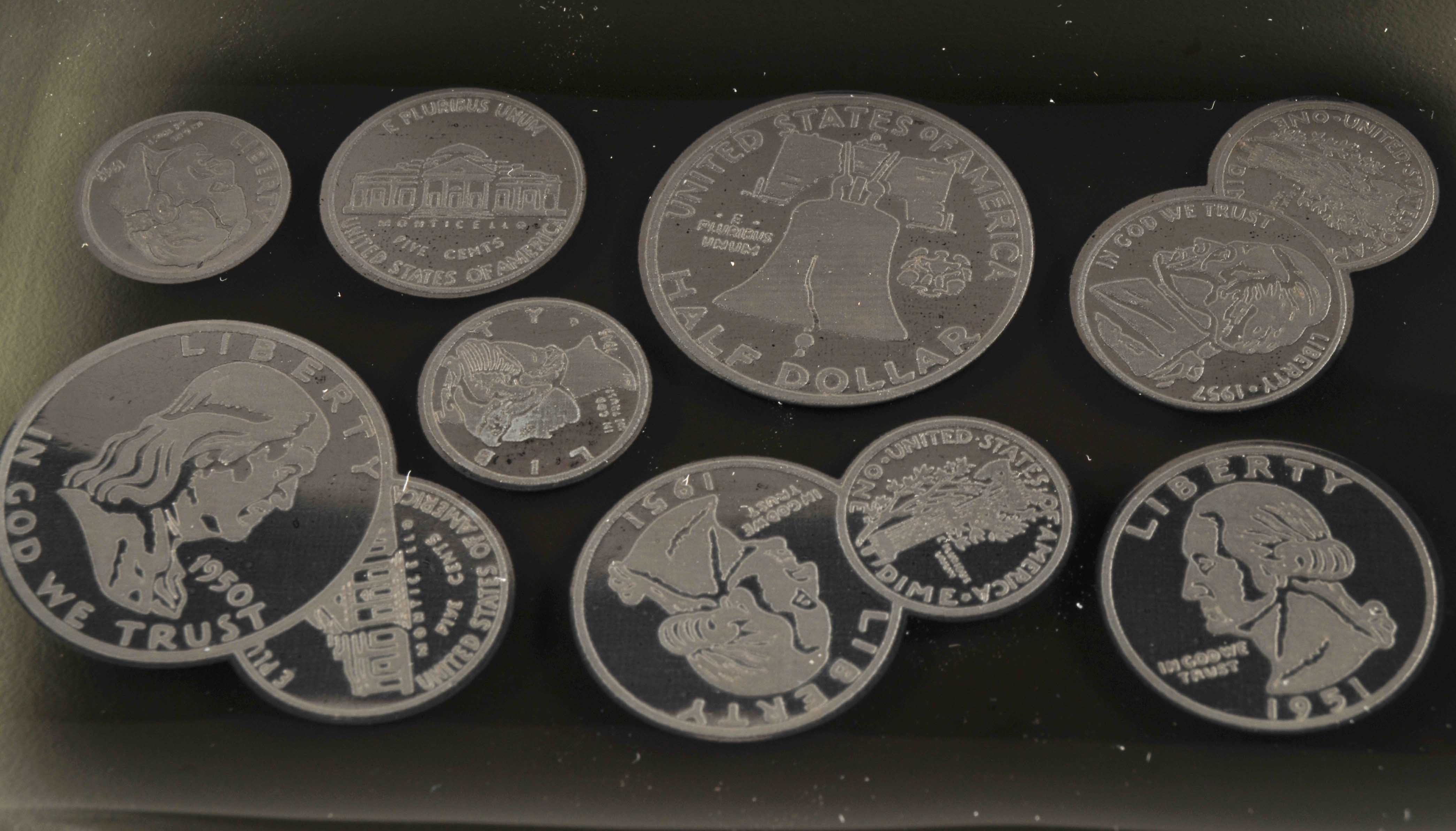 Set of Three Black Smoke Glass Ashtrays