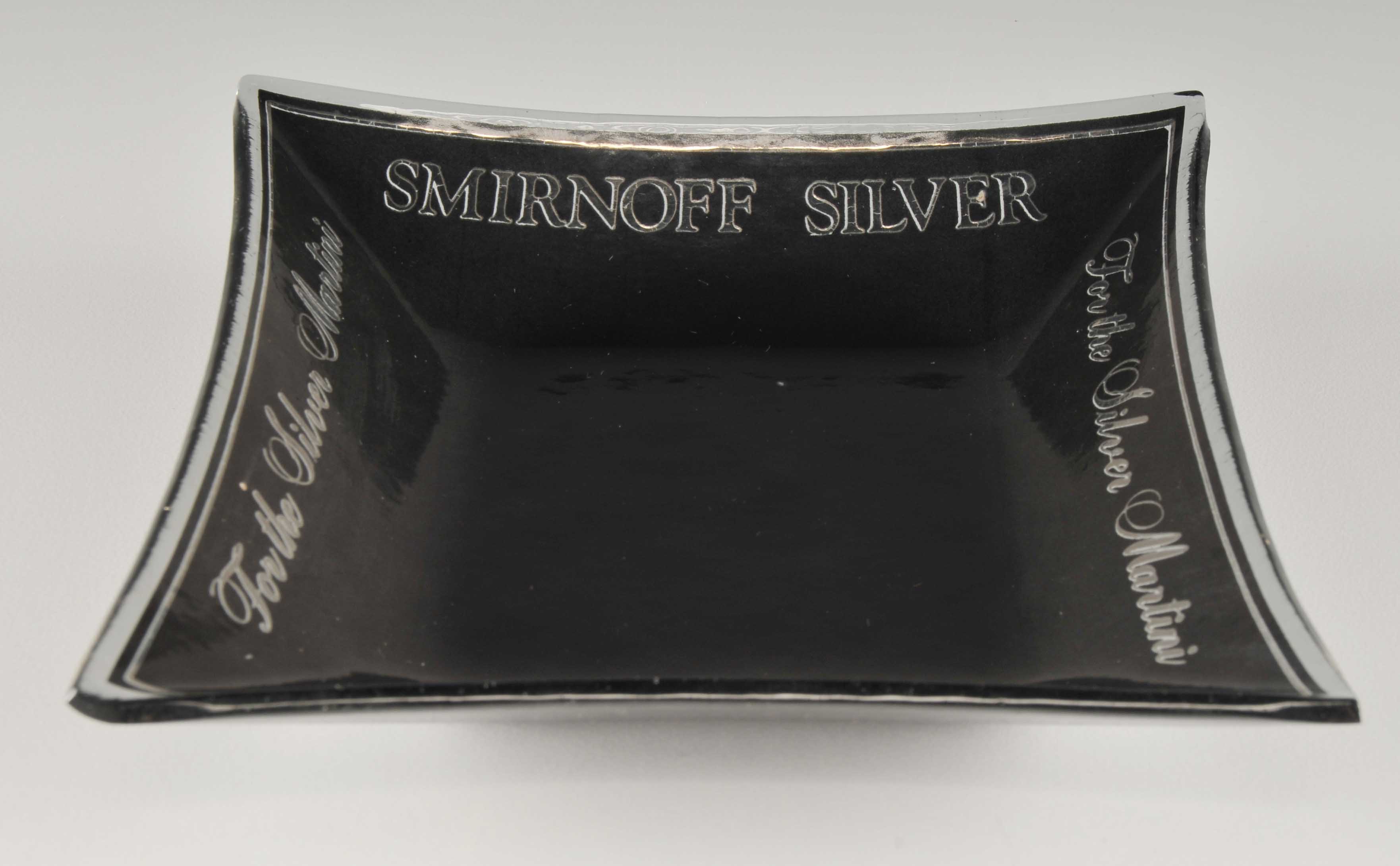 Set of Three Black Smoke Glass Ashtrays