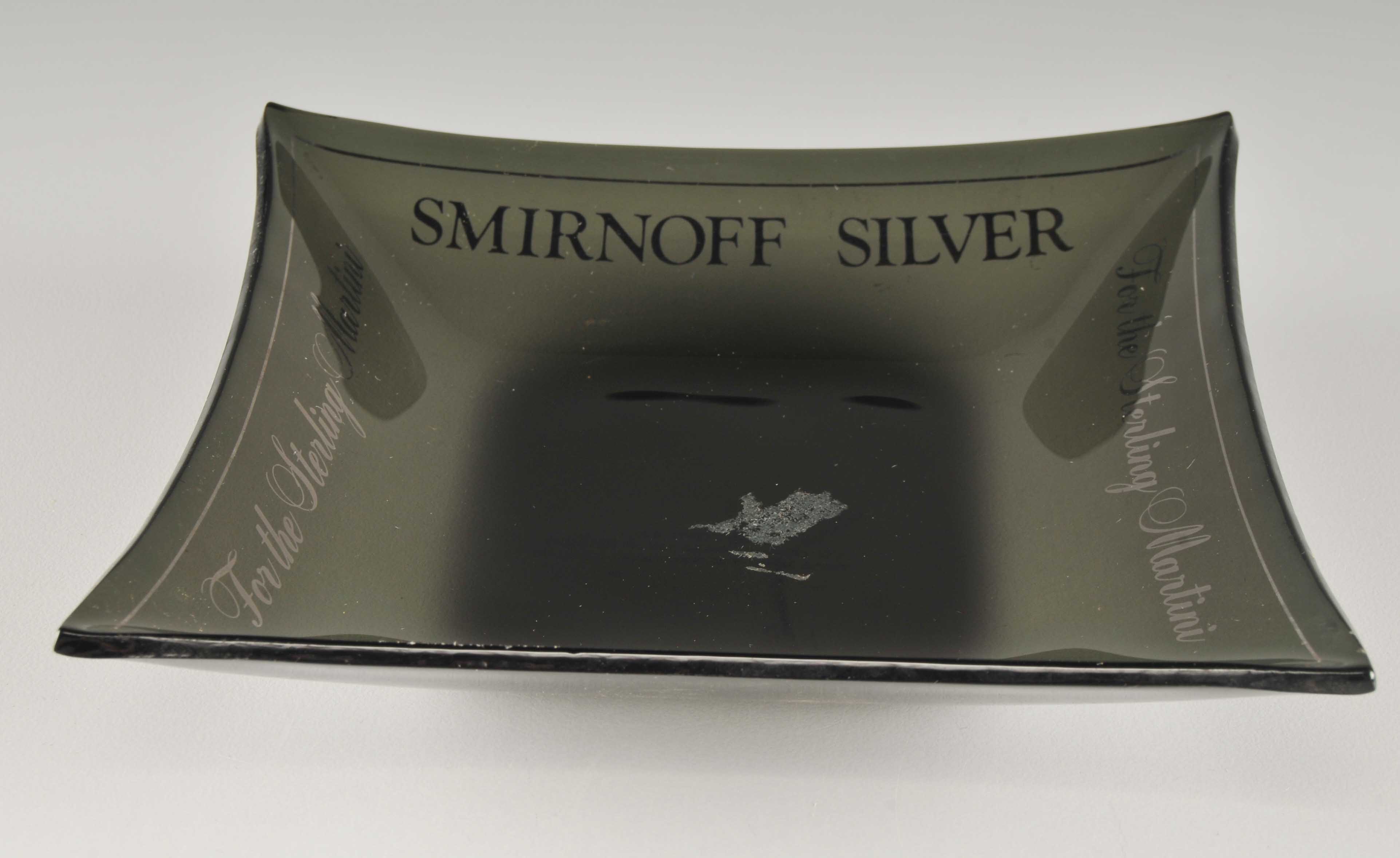 Set of Three Black Smoke Glass Ashtrays