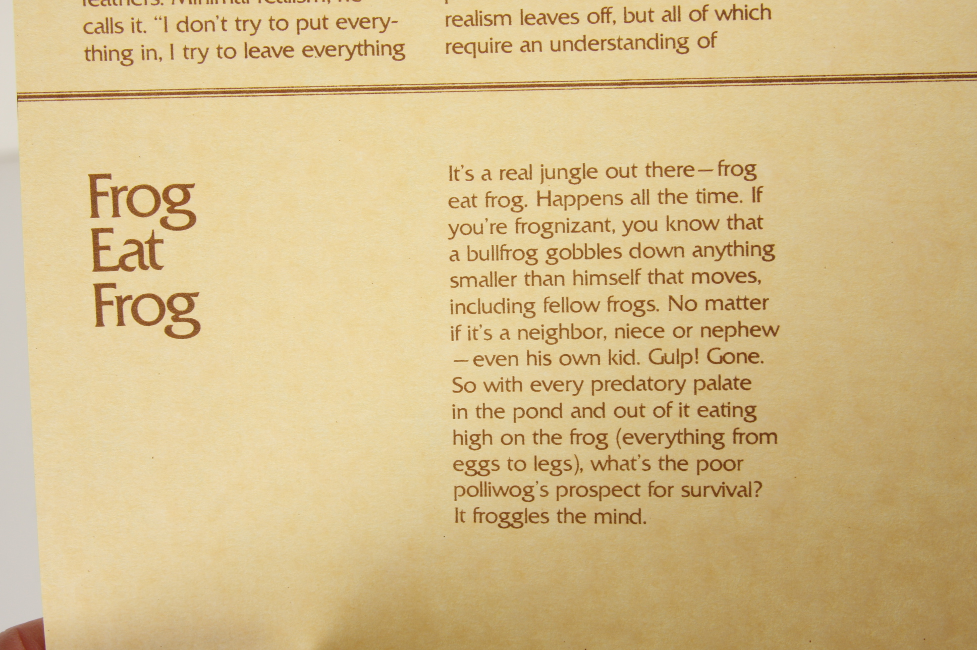 Charley Harper, Frog Eat Frog Serigraph