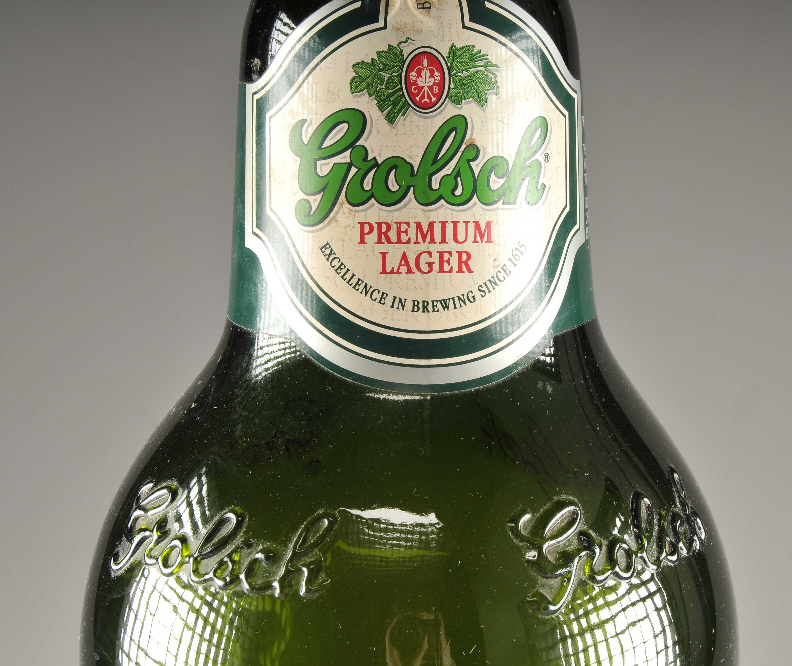 Large Glass Advertising Bottle of Grolsch Beer