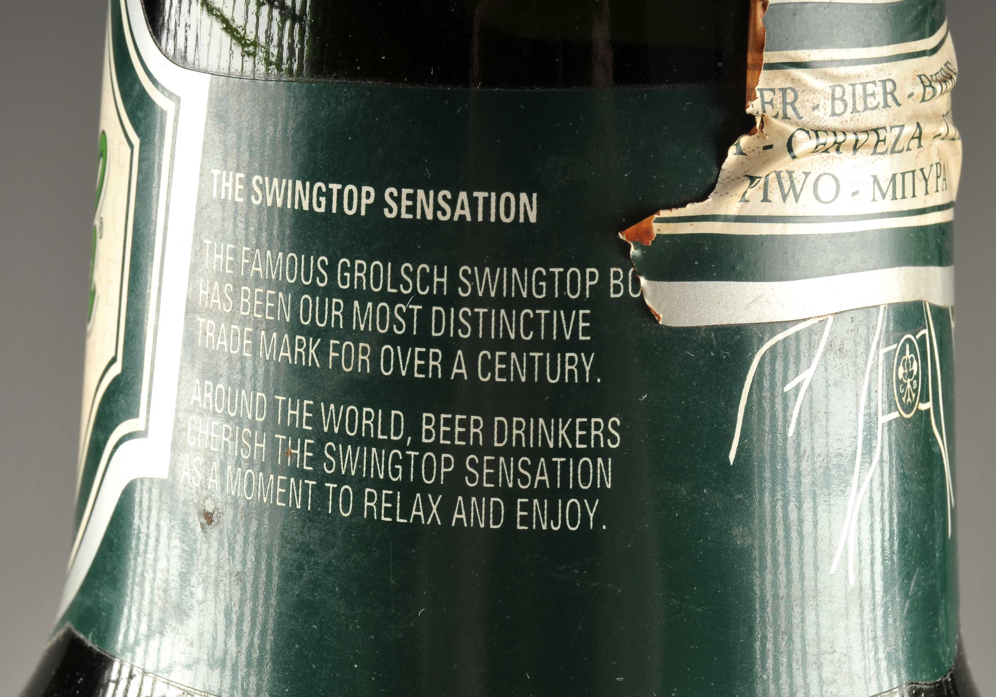 Large Glass Advertising Bottle of Grolsch Beer