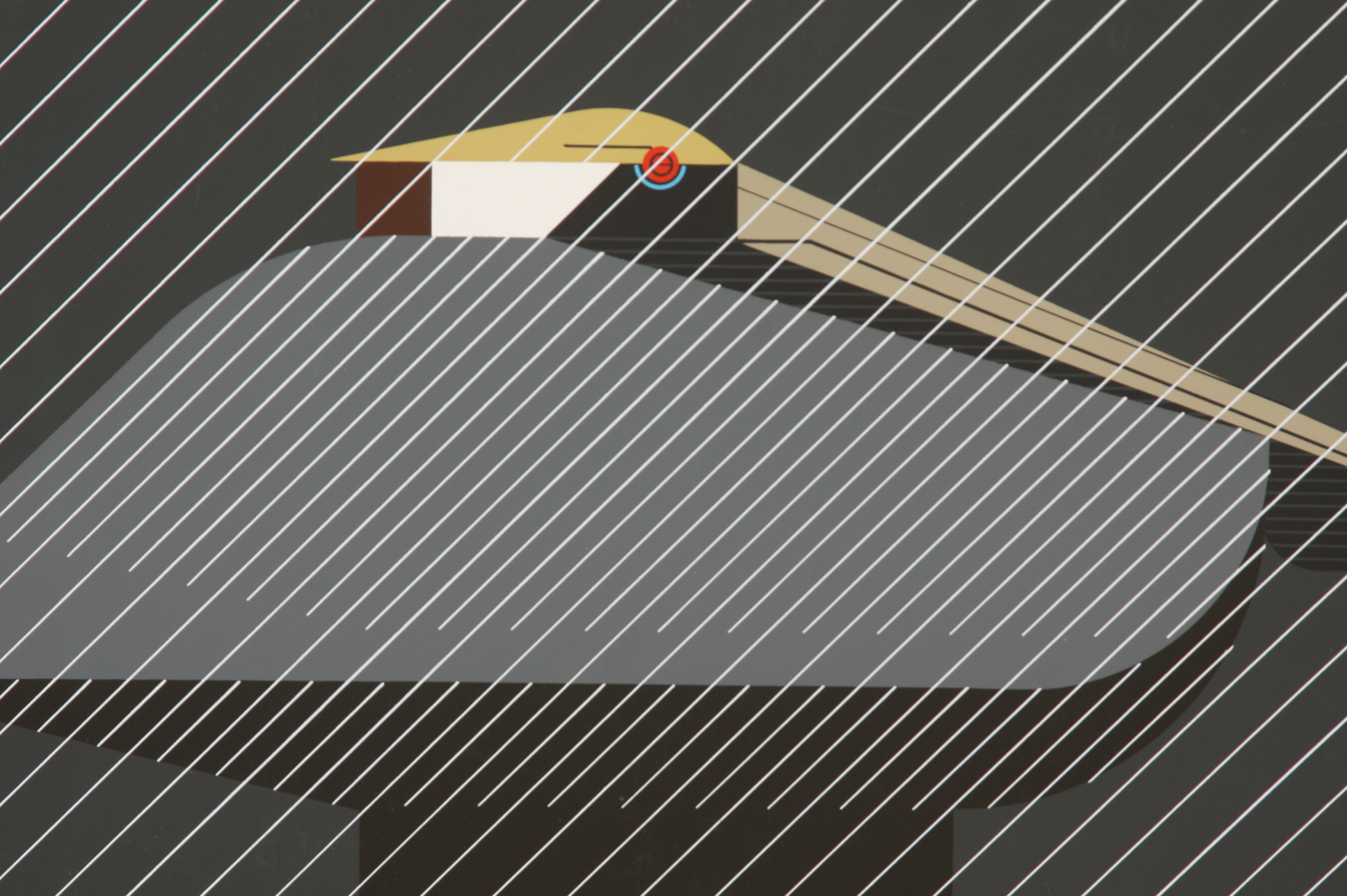 Charley Harper, Pelican in a Downpour Serigraph