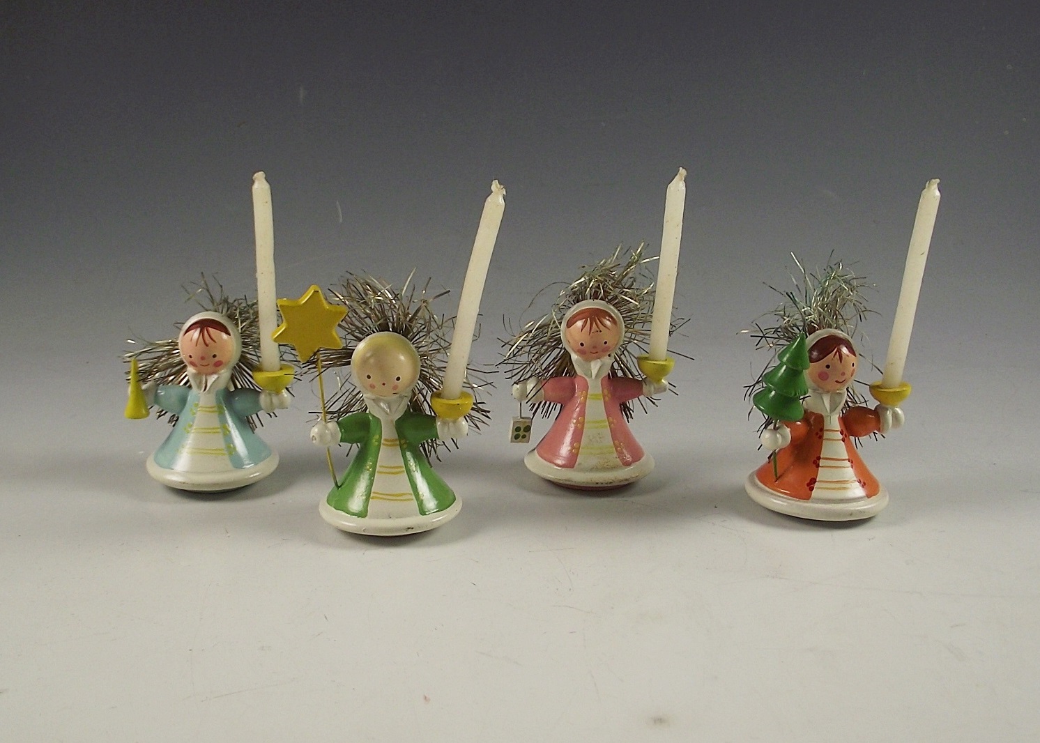 Wooden angel figurines.