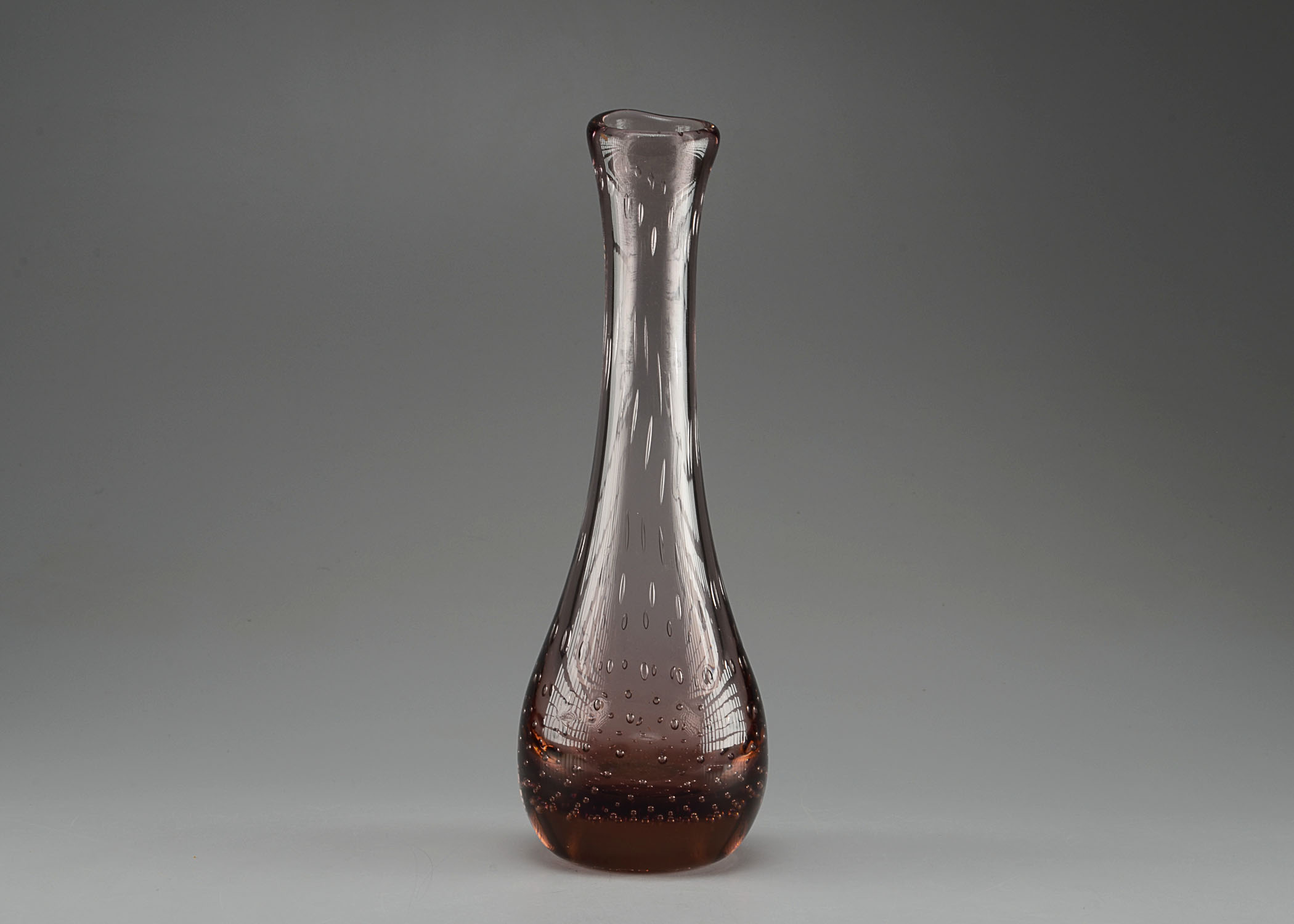 Hand Blown Controlled Bubble Amethyst Art Glass Vase