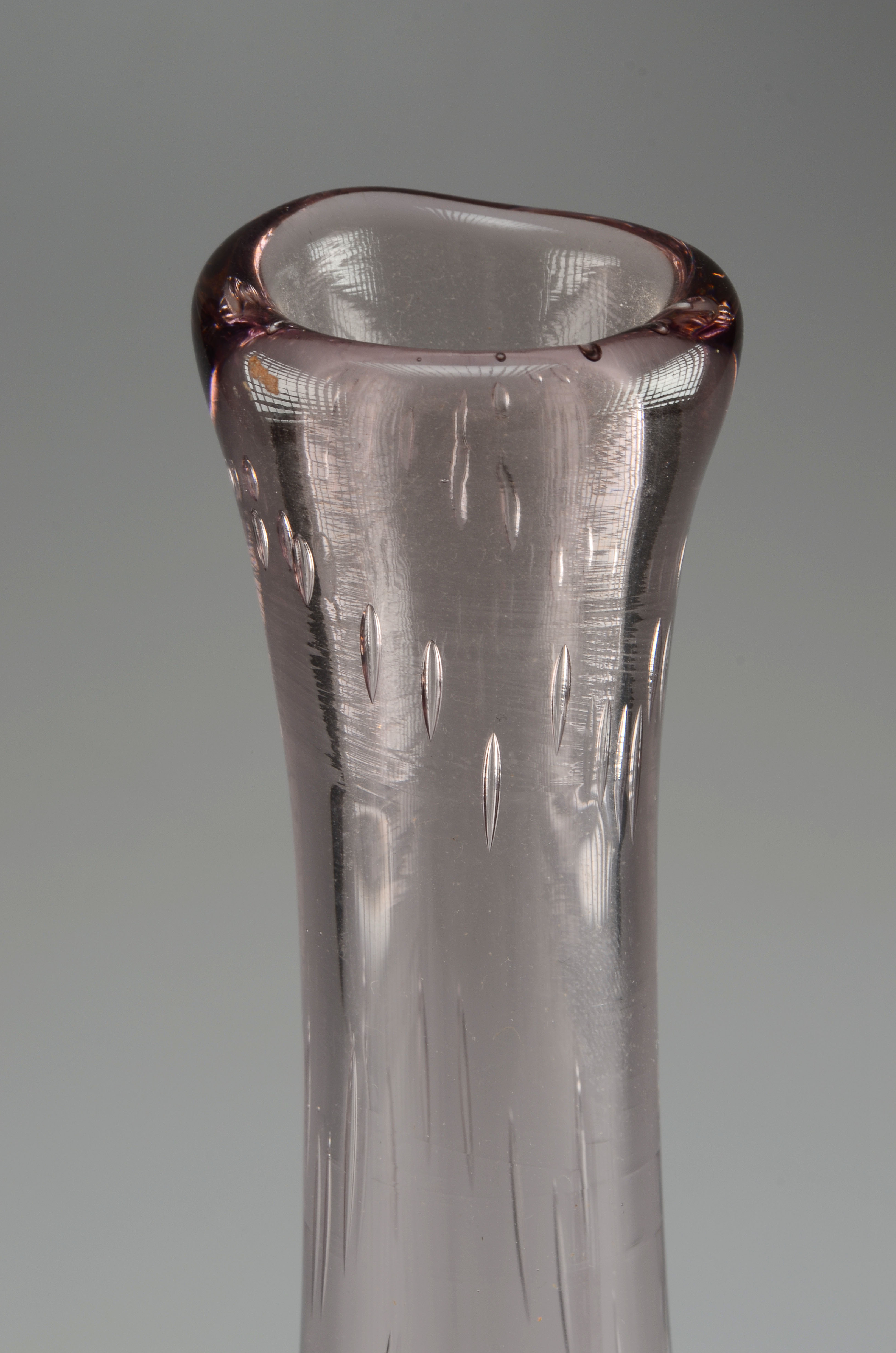 Hand Blown Controlled Bubble Amethyst Art Glass Vase