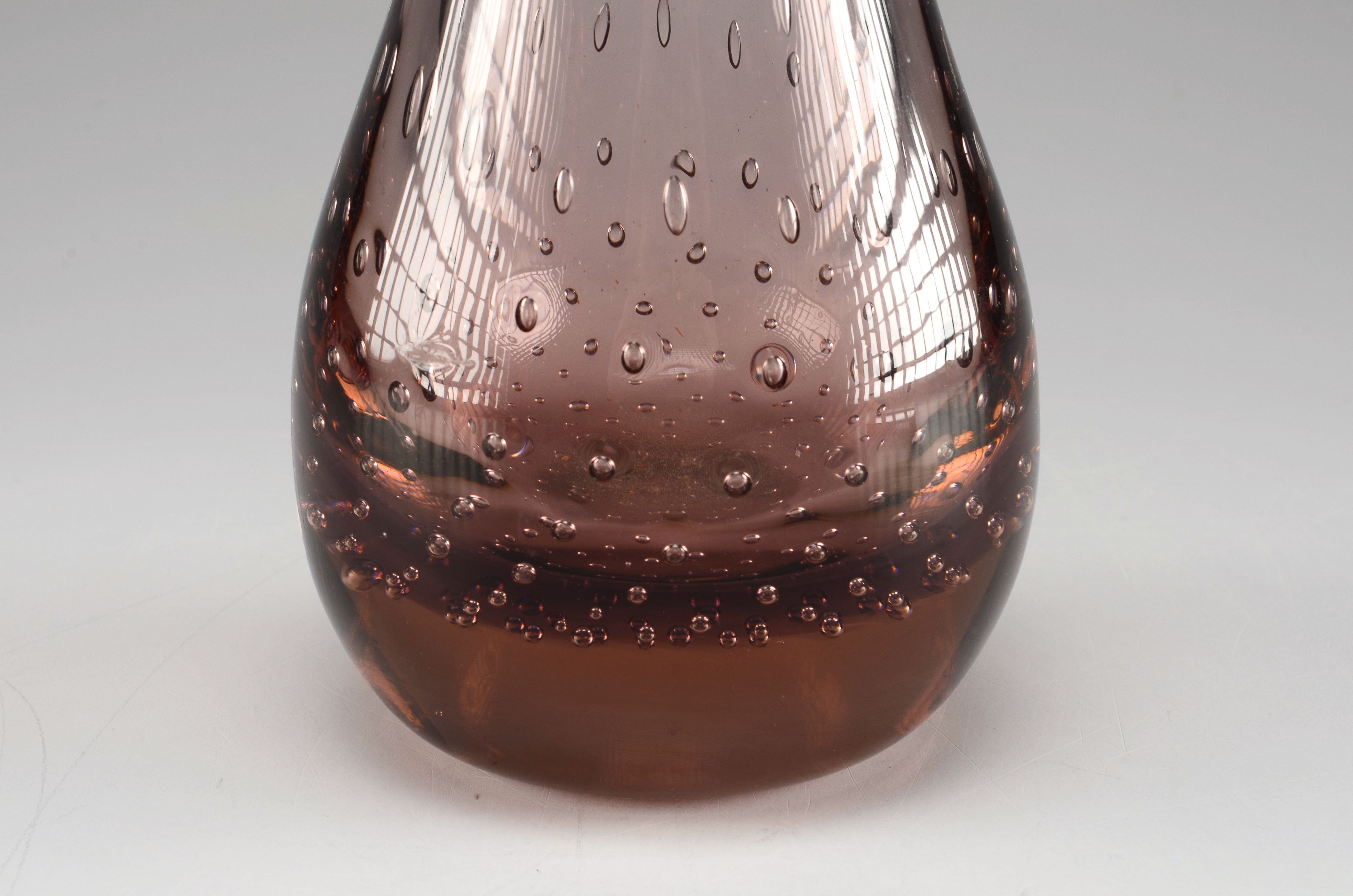 Hand Blown Controlled Bubble Amethyst Art Glass Vase