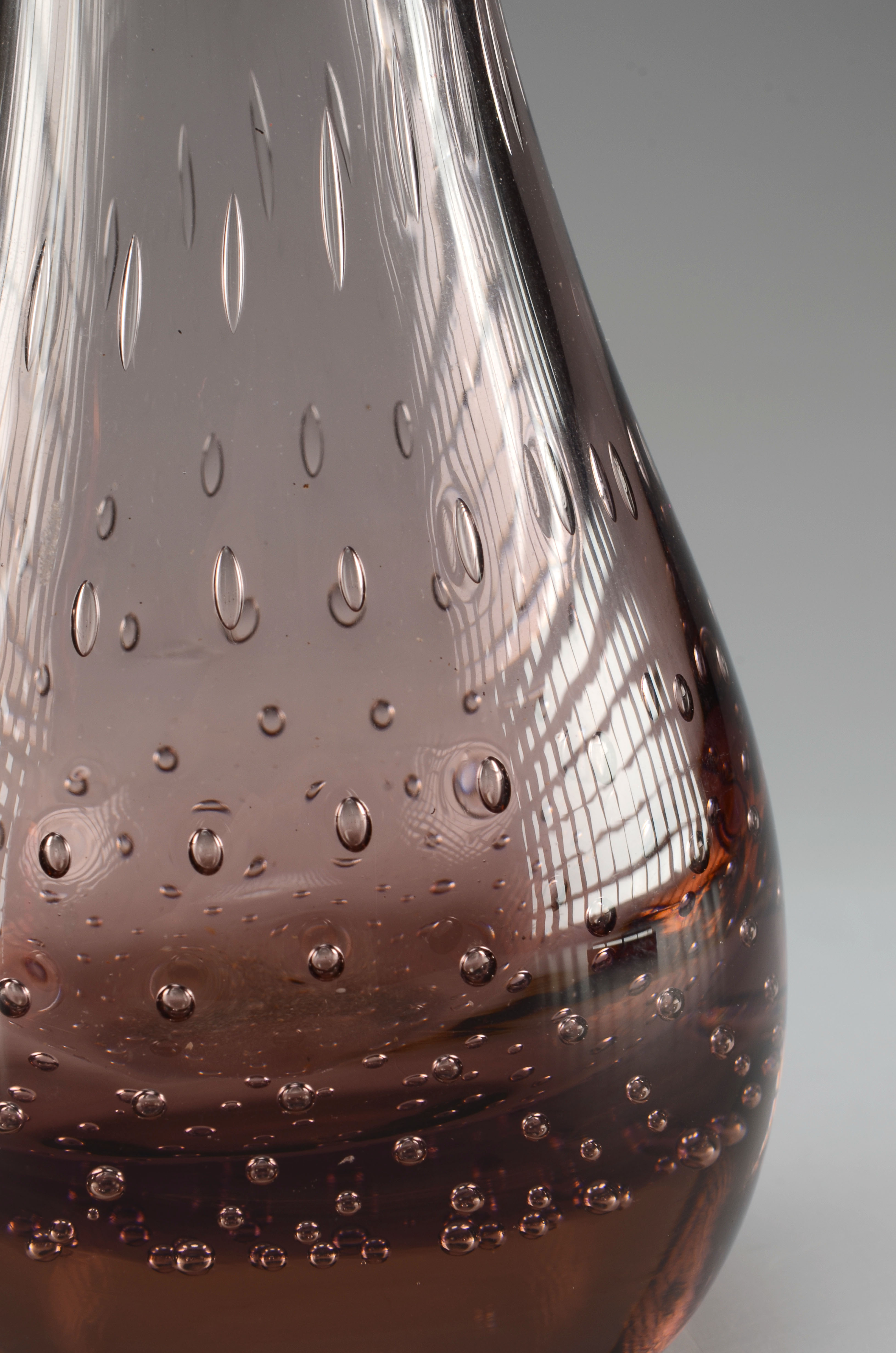 Hand Blown Controlled Bubble Amethyst Art Glass Vase