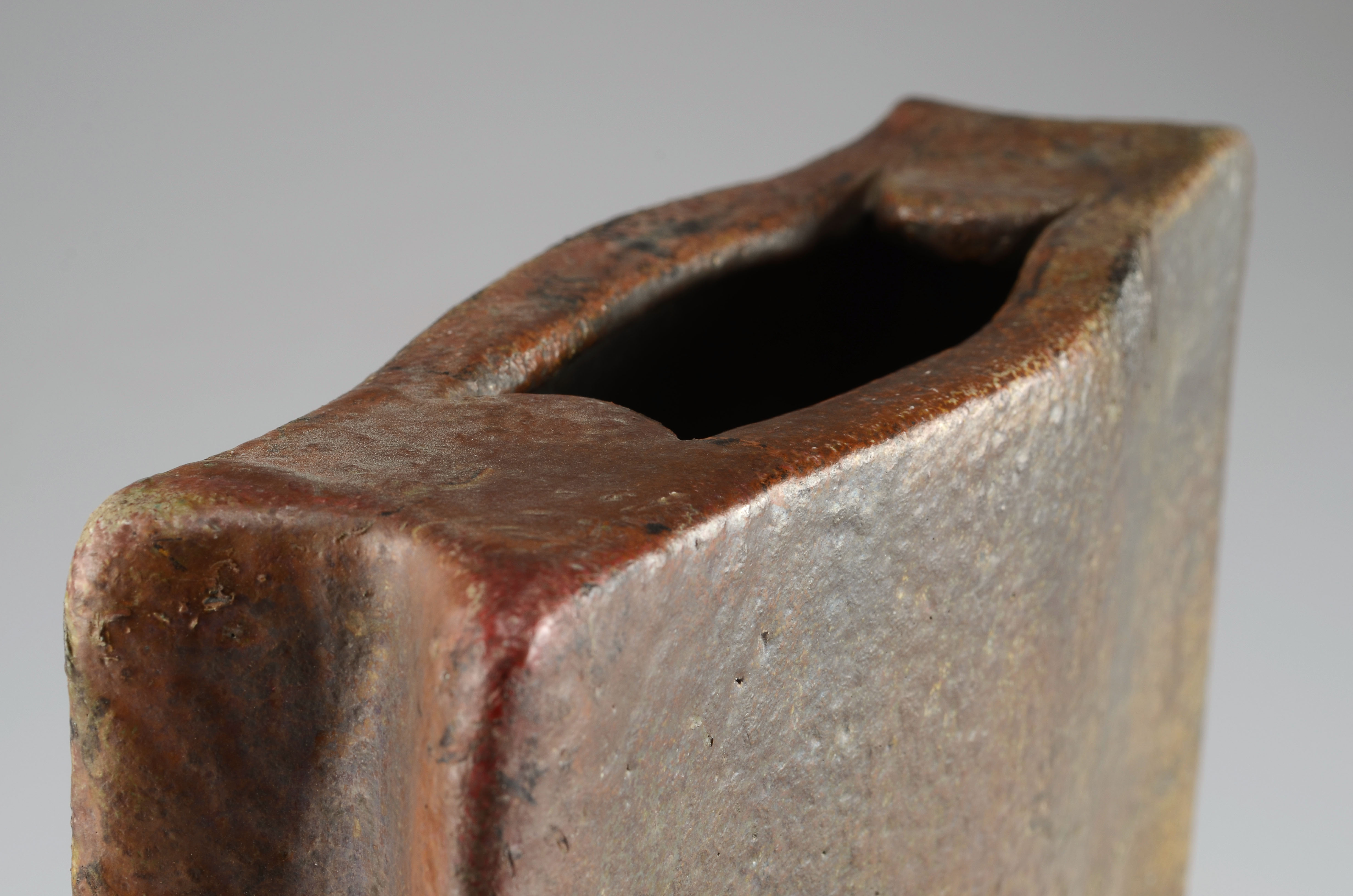 Earth Toned Artisan Rectangular Pottery Vase