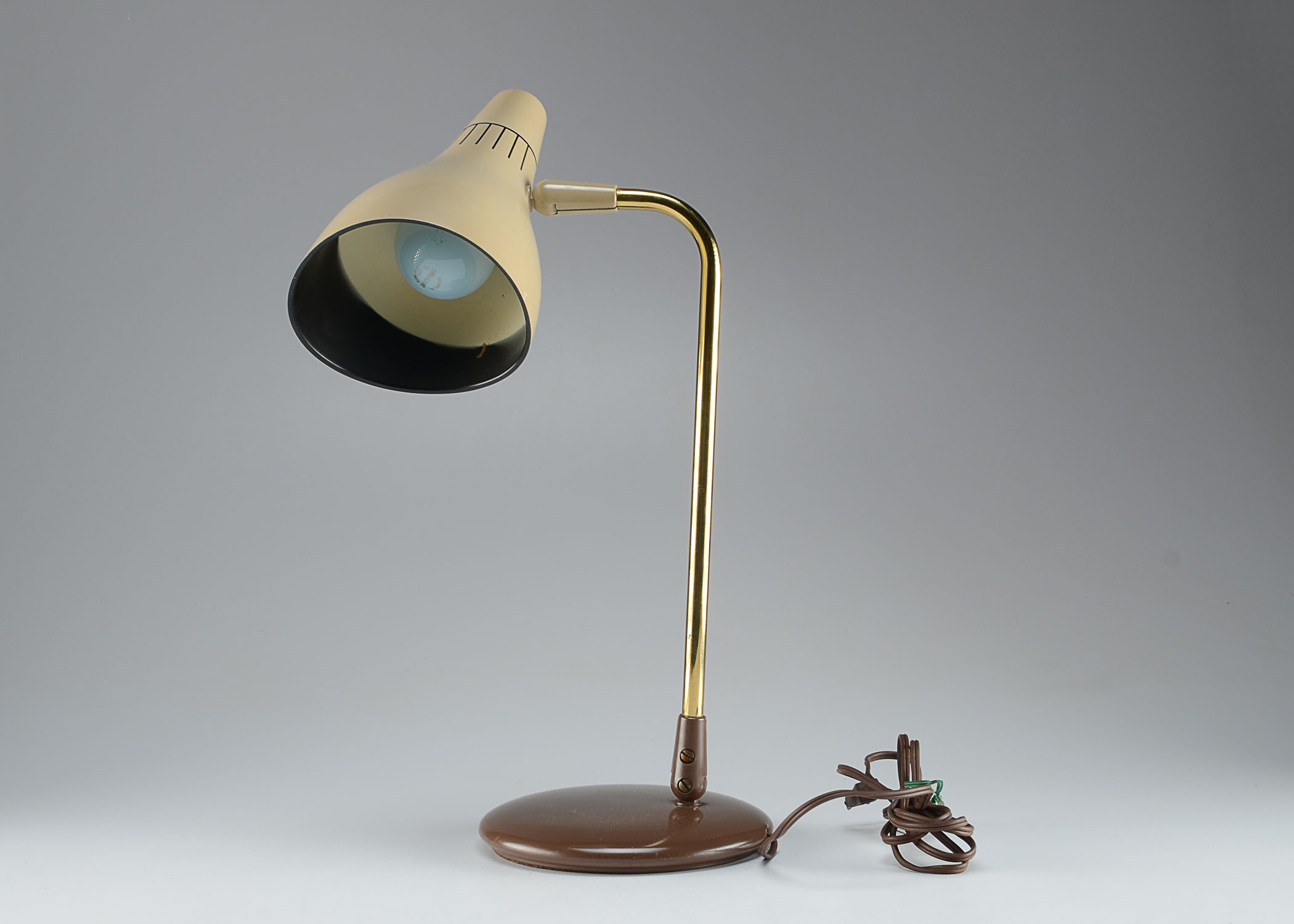 Industrial Table Lamp in Gold and Neutral Tones