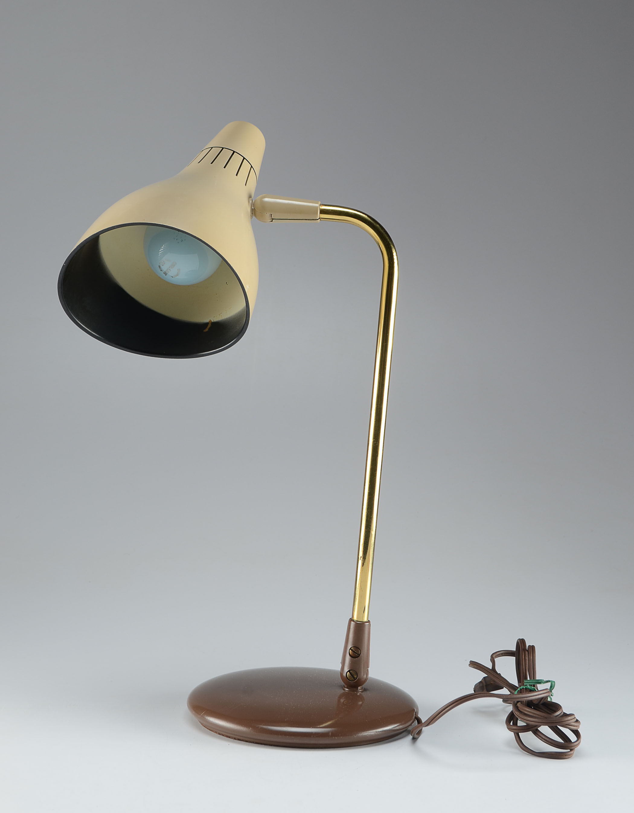 Industrial Table Lamp in Gold and Neutral Tones