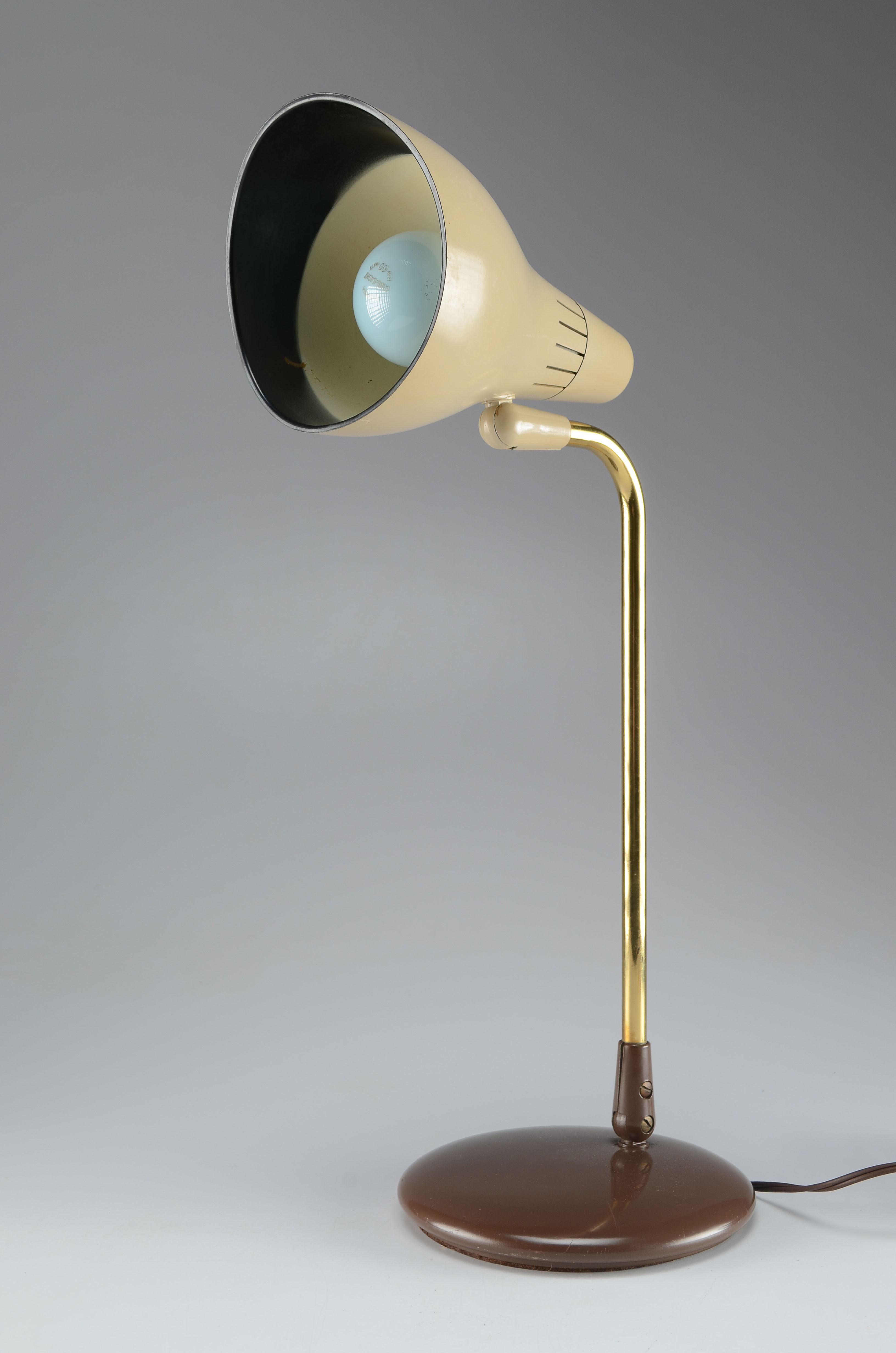 Industrial Table Lamp in Gold and Neutral Tones