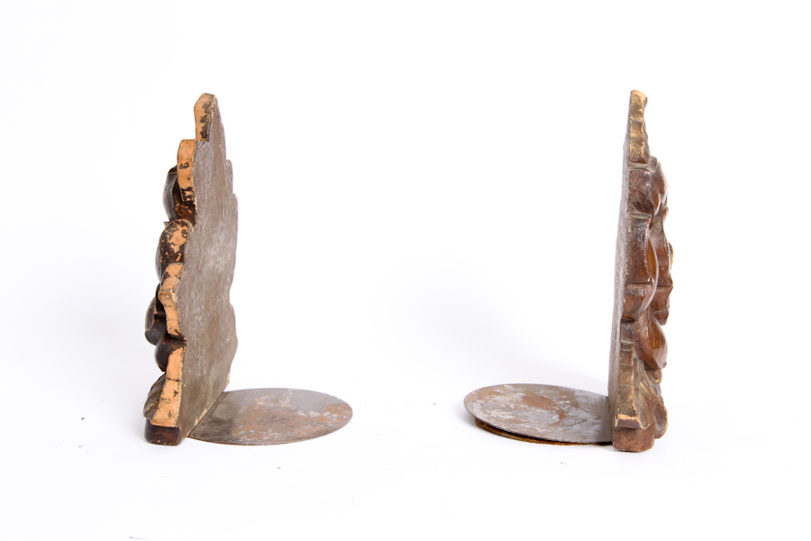 Wood Flower Bookends