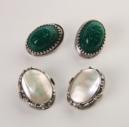 Two pair of vintage Whiting & Davis Co. clip back earrings 