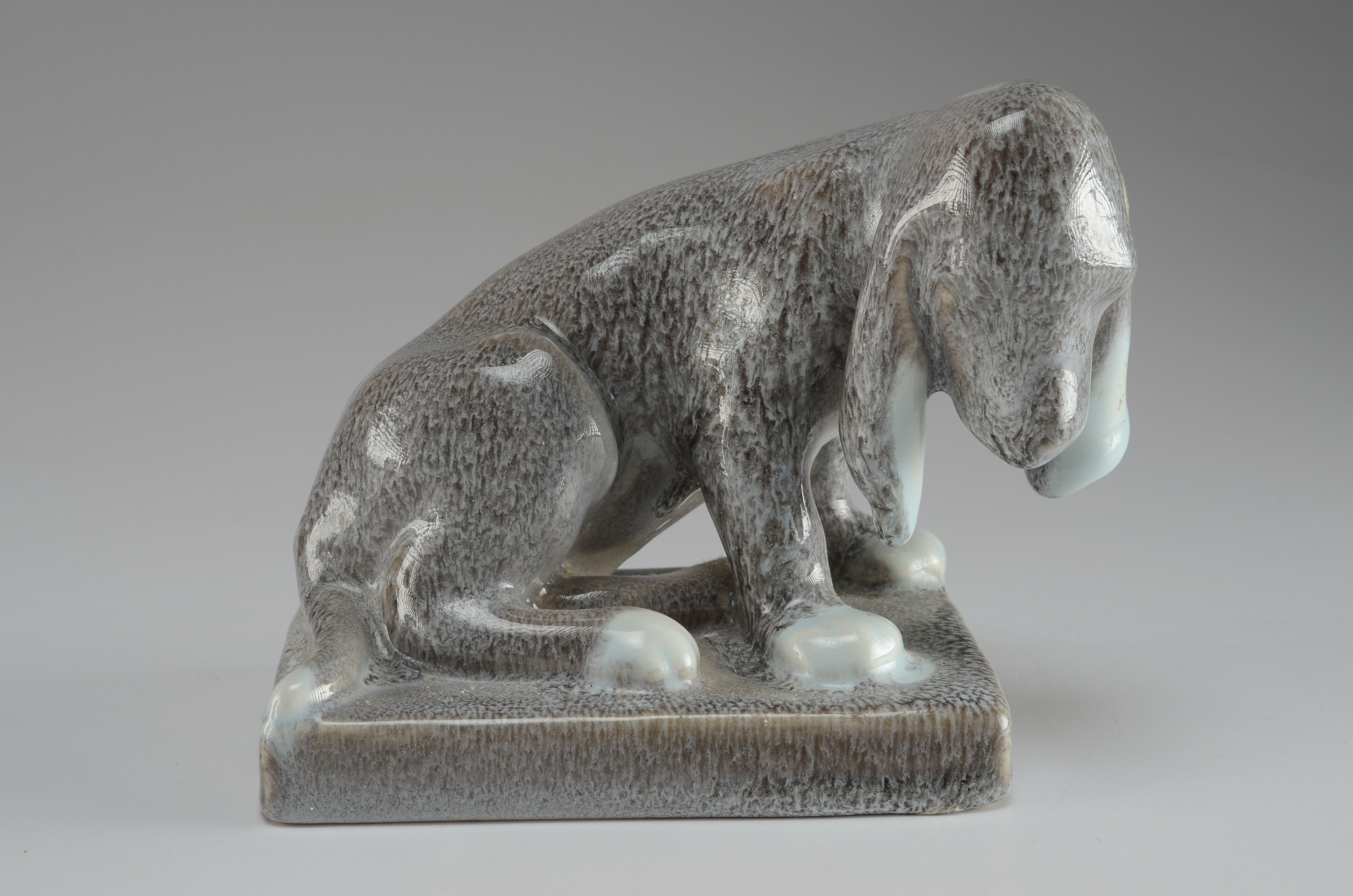 Rookwood Pottery Bookends, Figural Hound Dog Pups