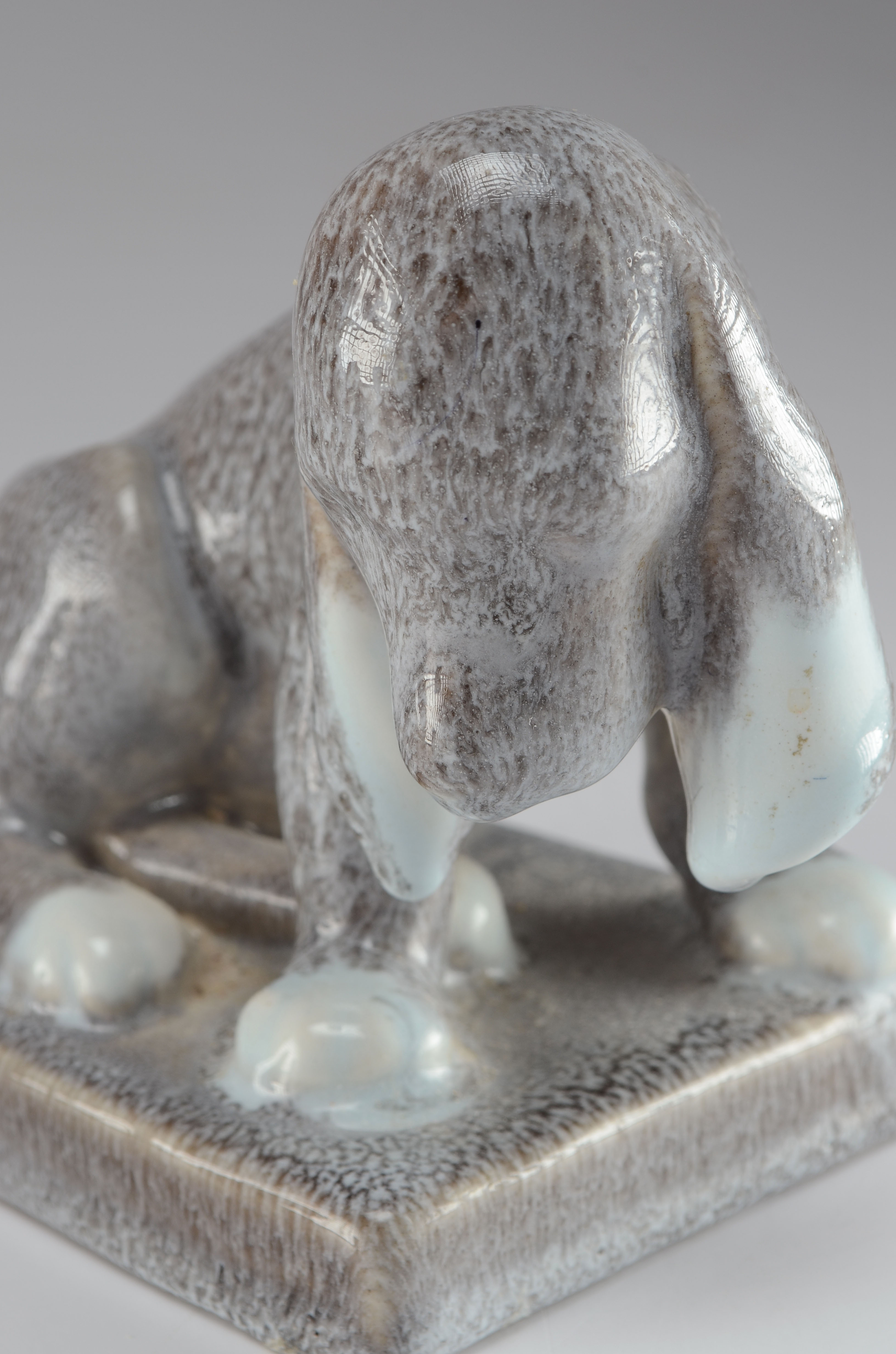 Rookwood Pottery Bookends, Figural Hound Dog Pups