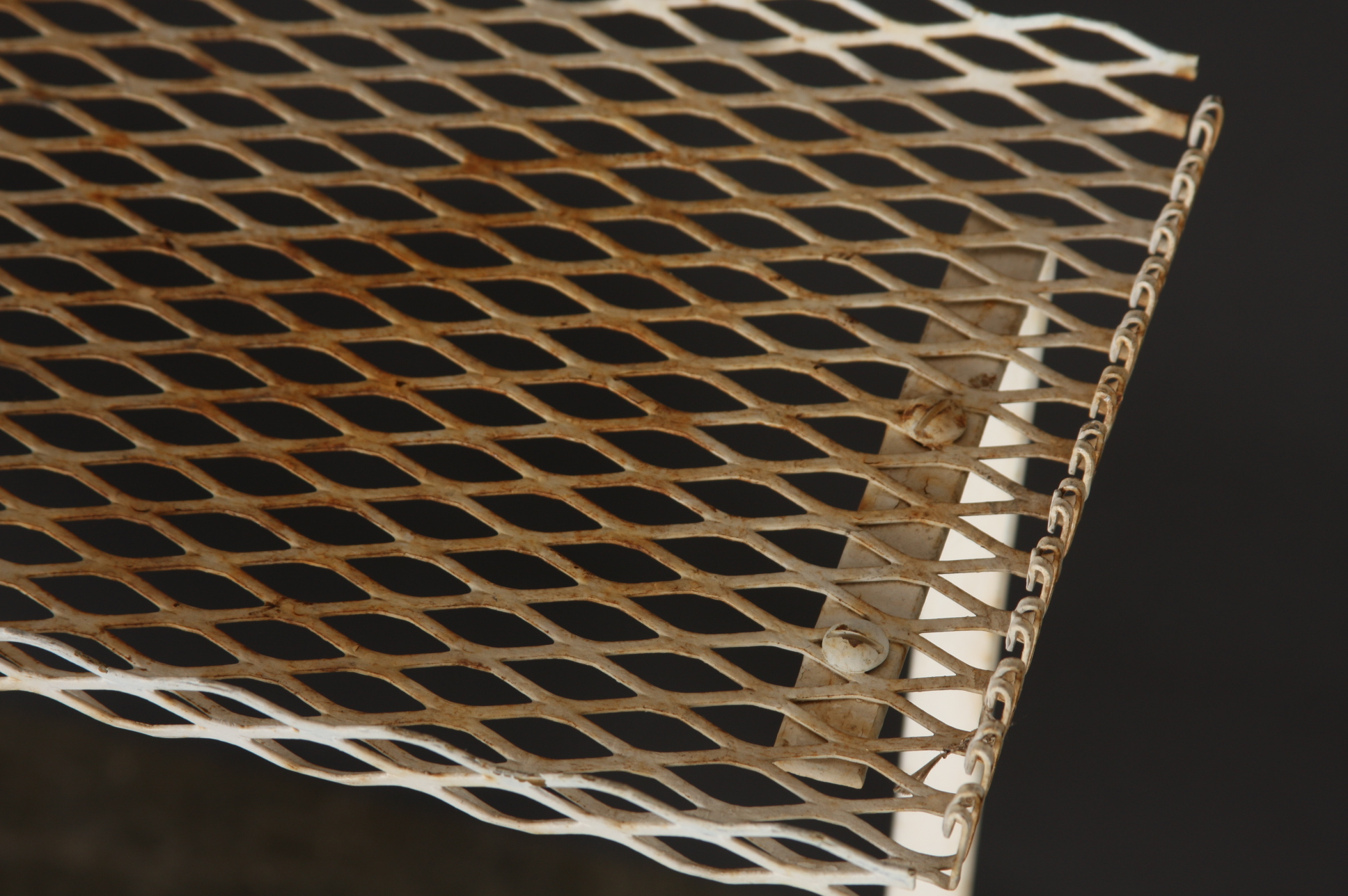 White Wrought Iron and Iron Mesh Two Level Plant Stand