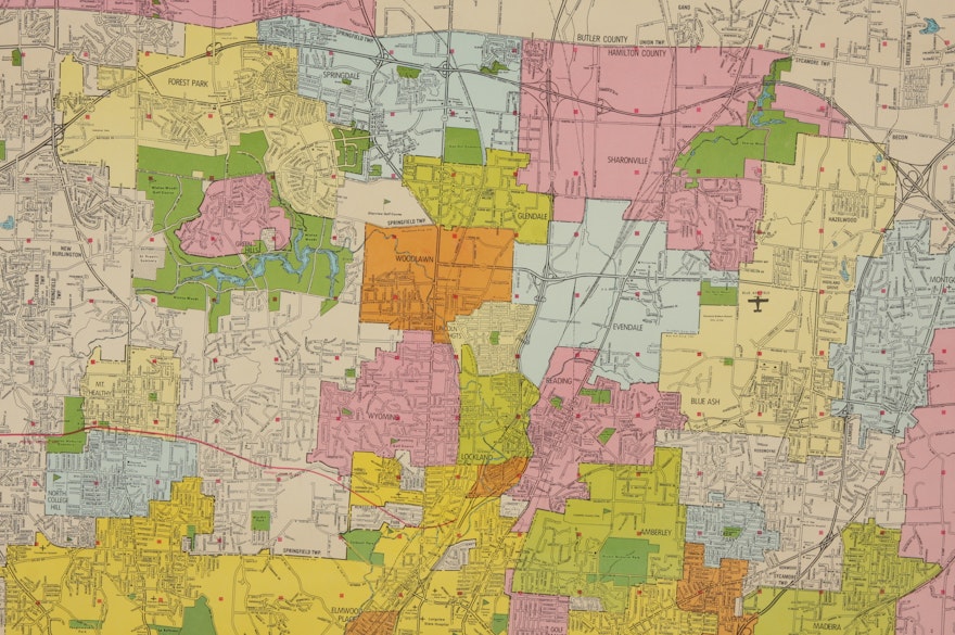 Large Vintage Cincinnati Metro Area Map