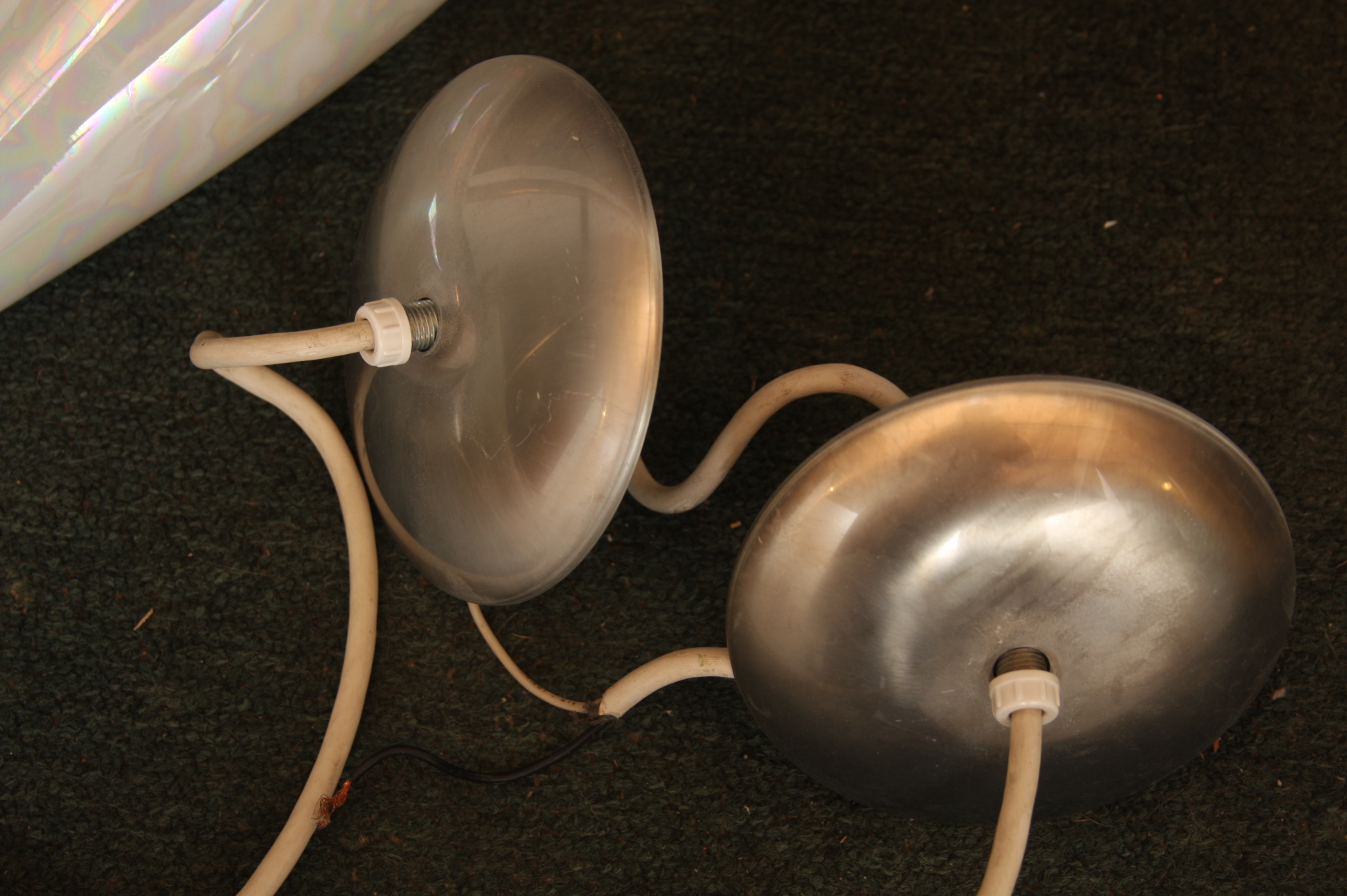 Pair of White Opalescent Glass Pendant Lights